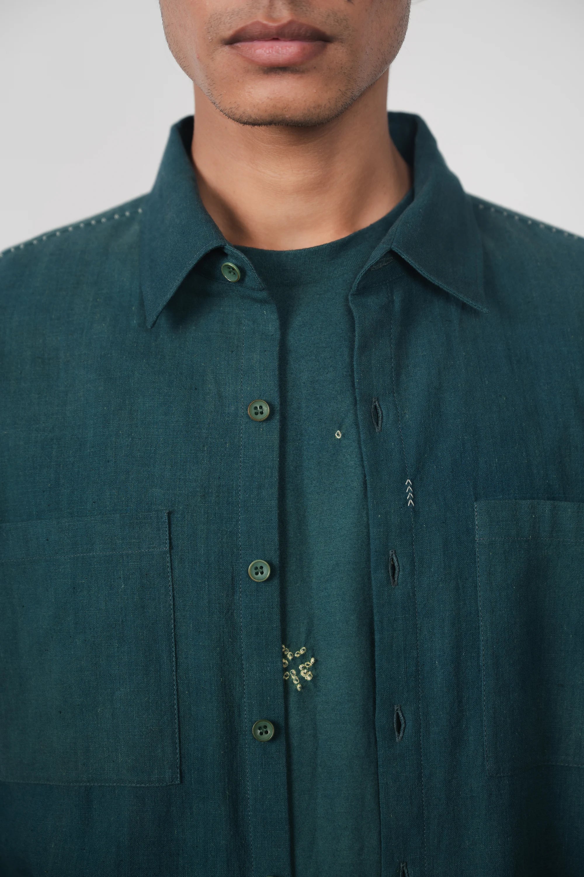 Cotton Shirt in Bottle Green