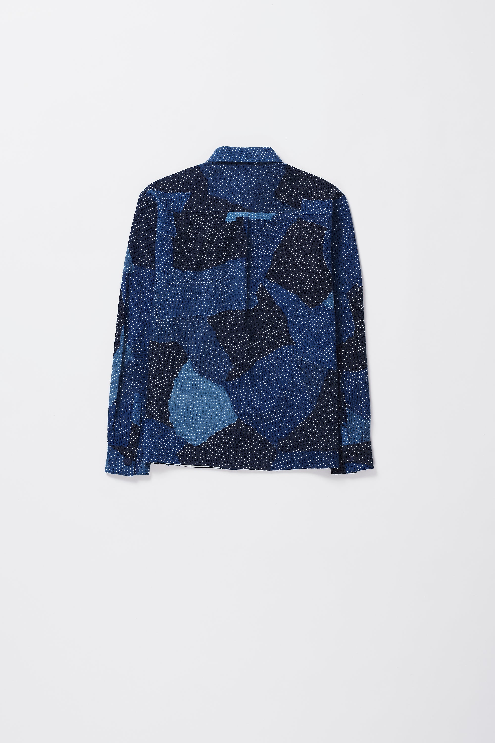 Indigo Cotton Kantha Patchwork Shirt