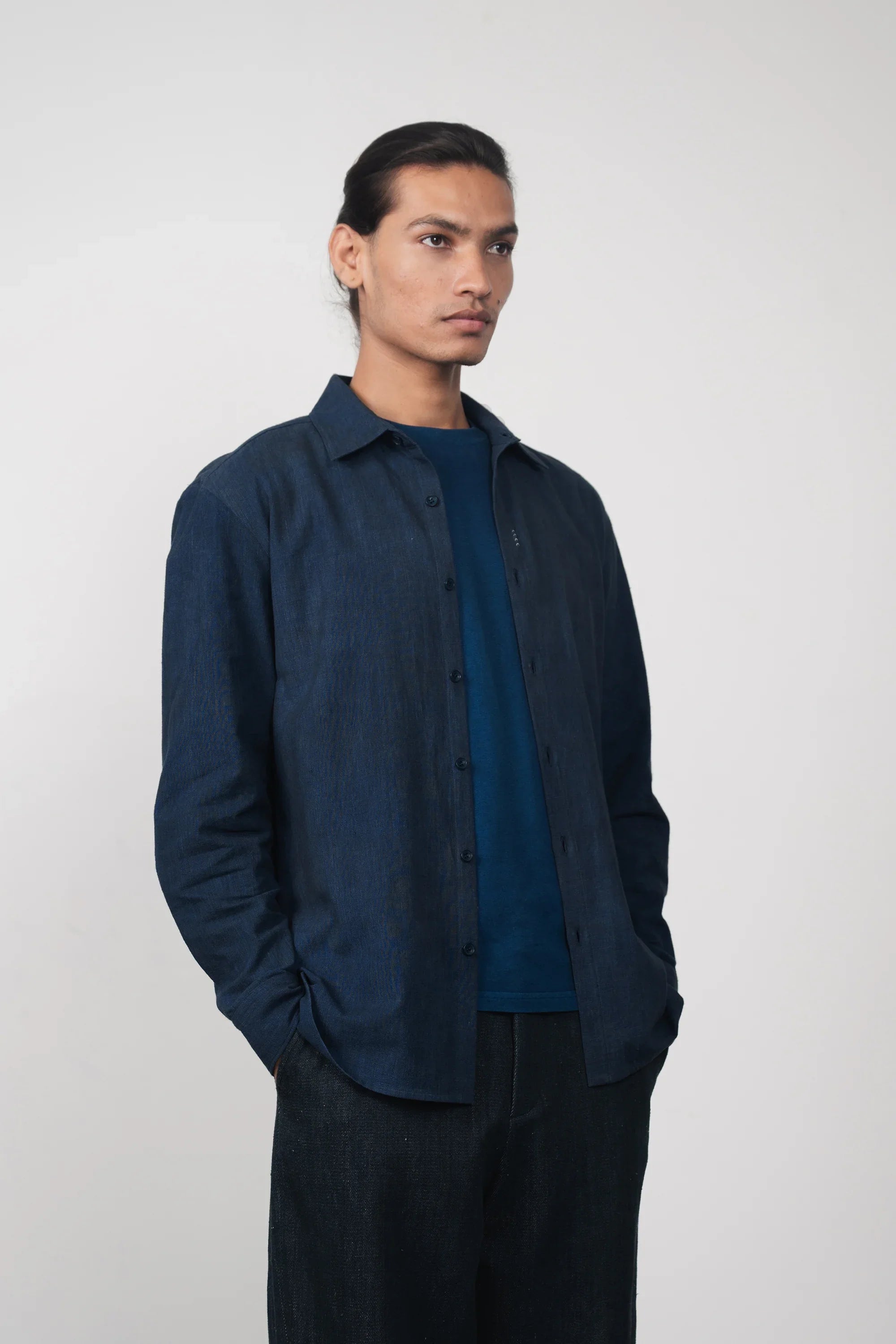 blue＊ページ Estate Blue Relaxed Fit Shirt, Handwoven | 11.11
