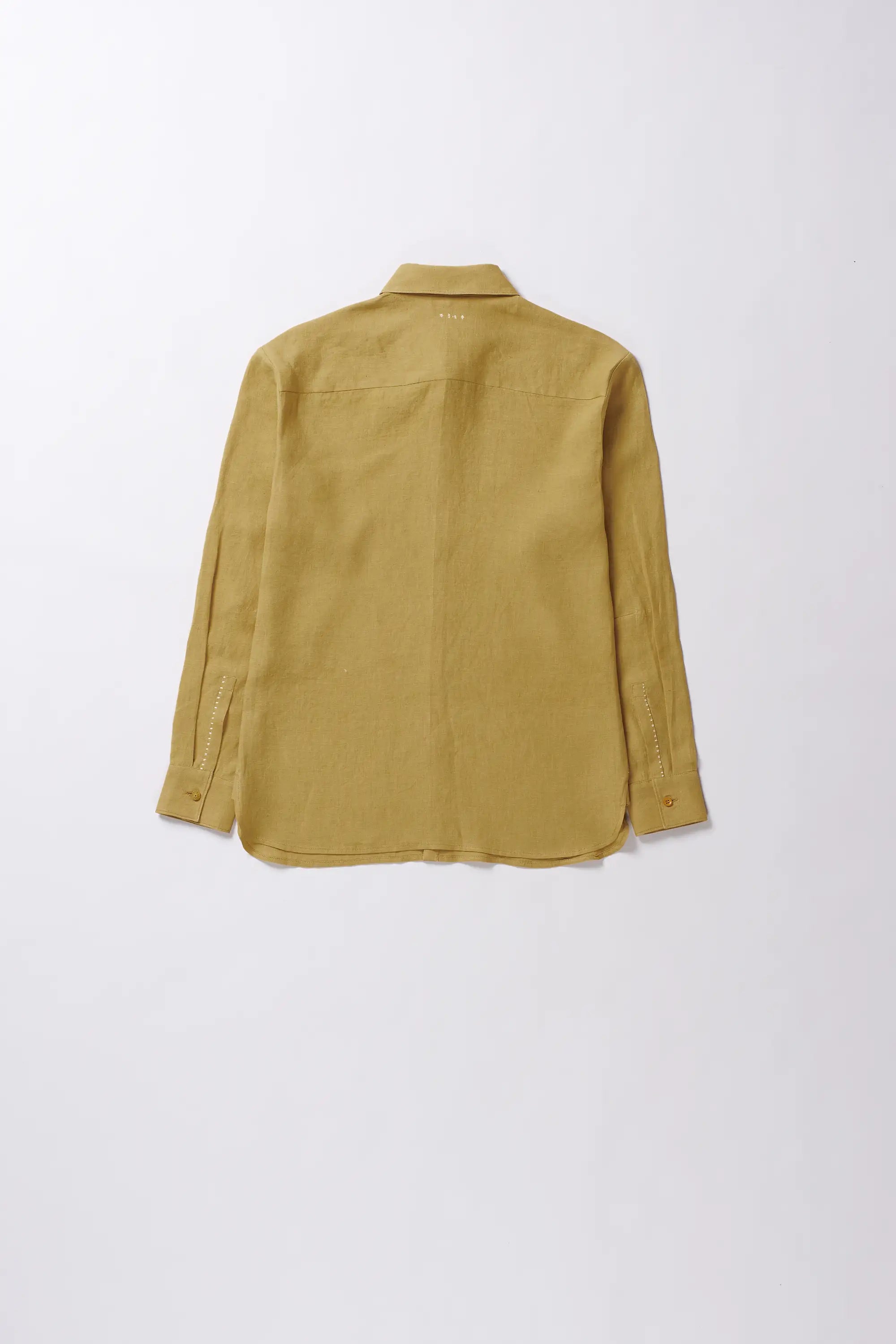 Ochre yellow linen shirt with full-sleeves