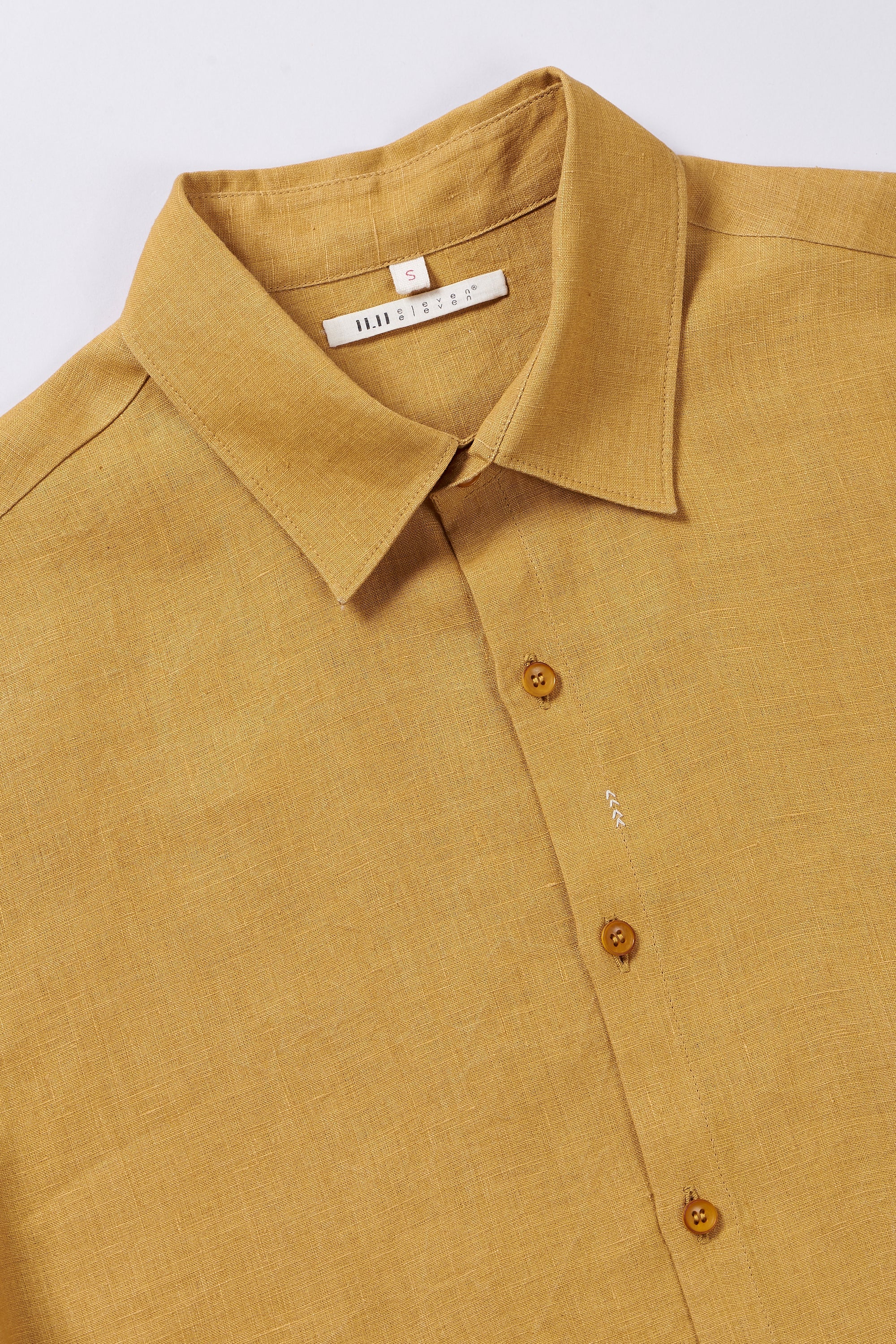 RELAXED FIT LINEN SHIRT IN MUSTARD YELLOW