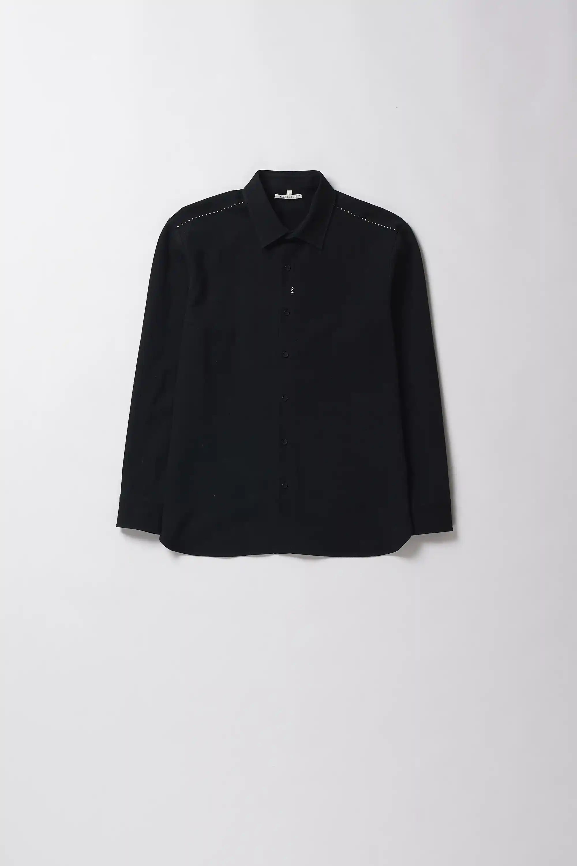 Front image of cotton shirt in black