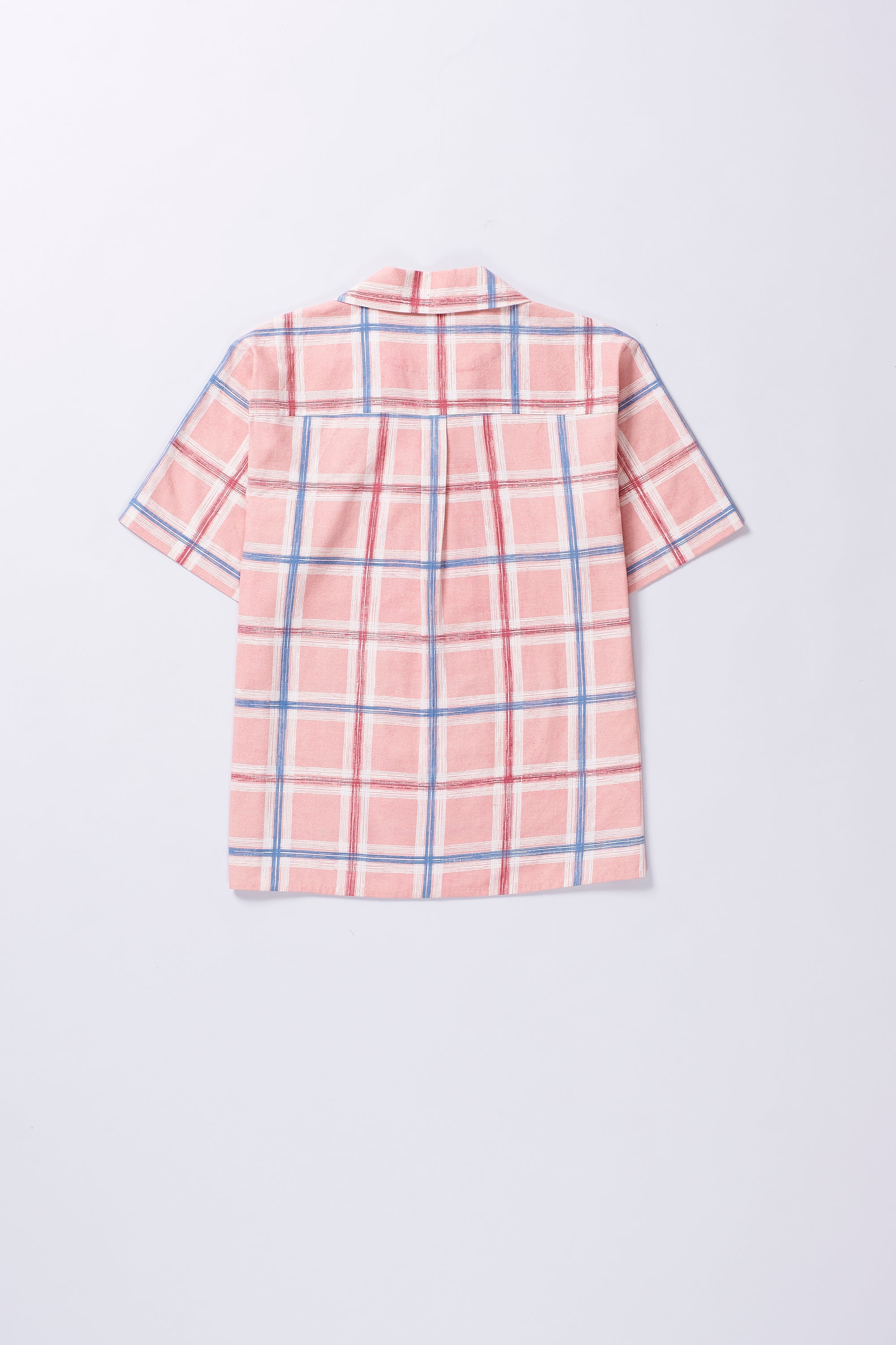 Back image of a multi colour cotton checked shirt