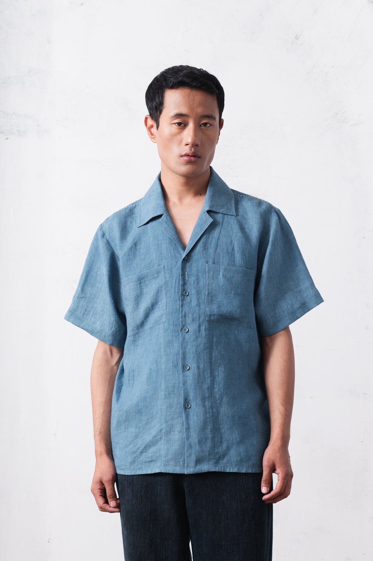 Powder Blue Camp Shirt