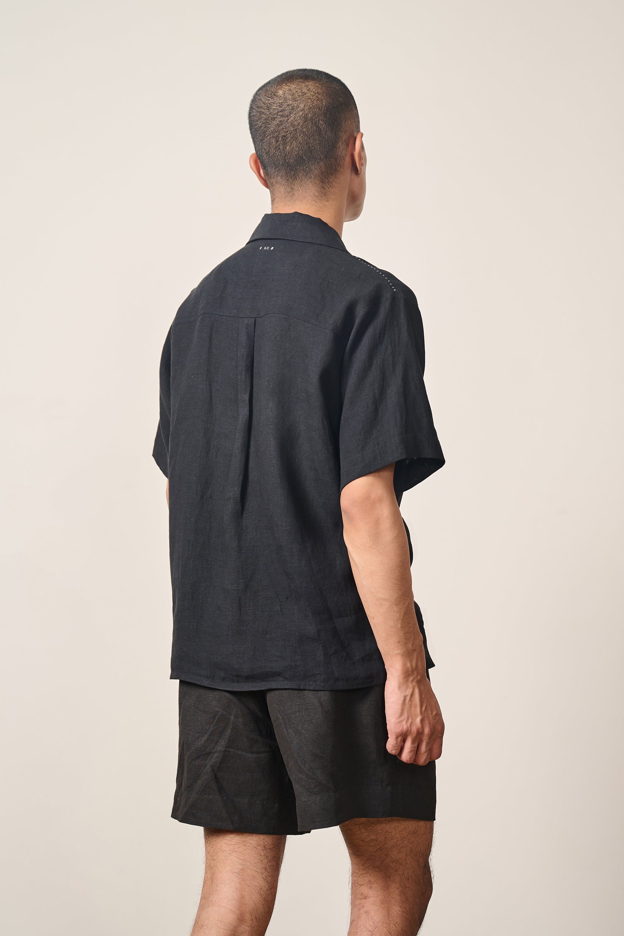 BLACK CAMP COLLAR SHIRT
