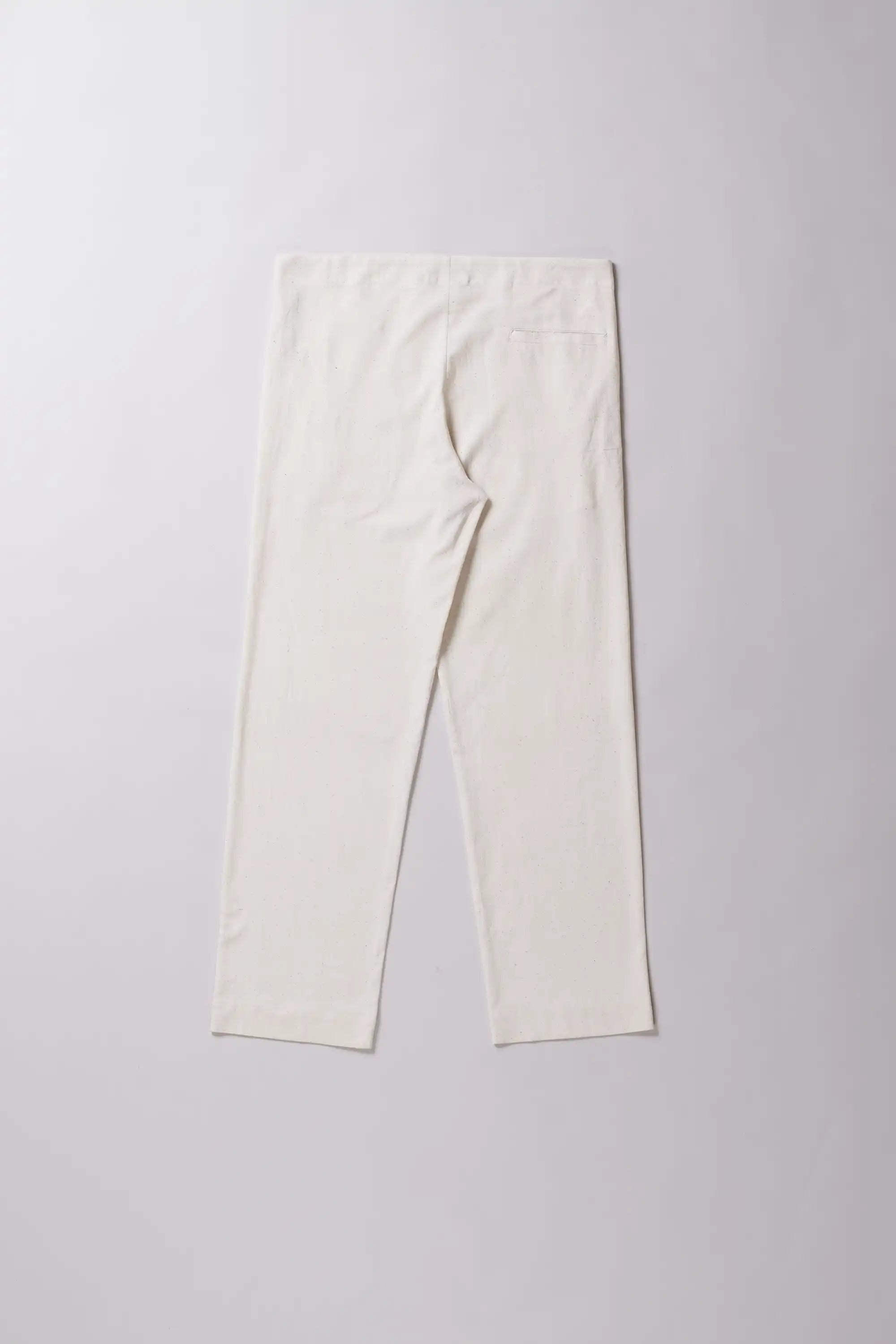 White pants on a light gray background