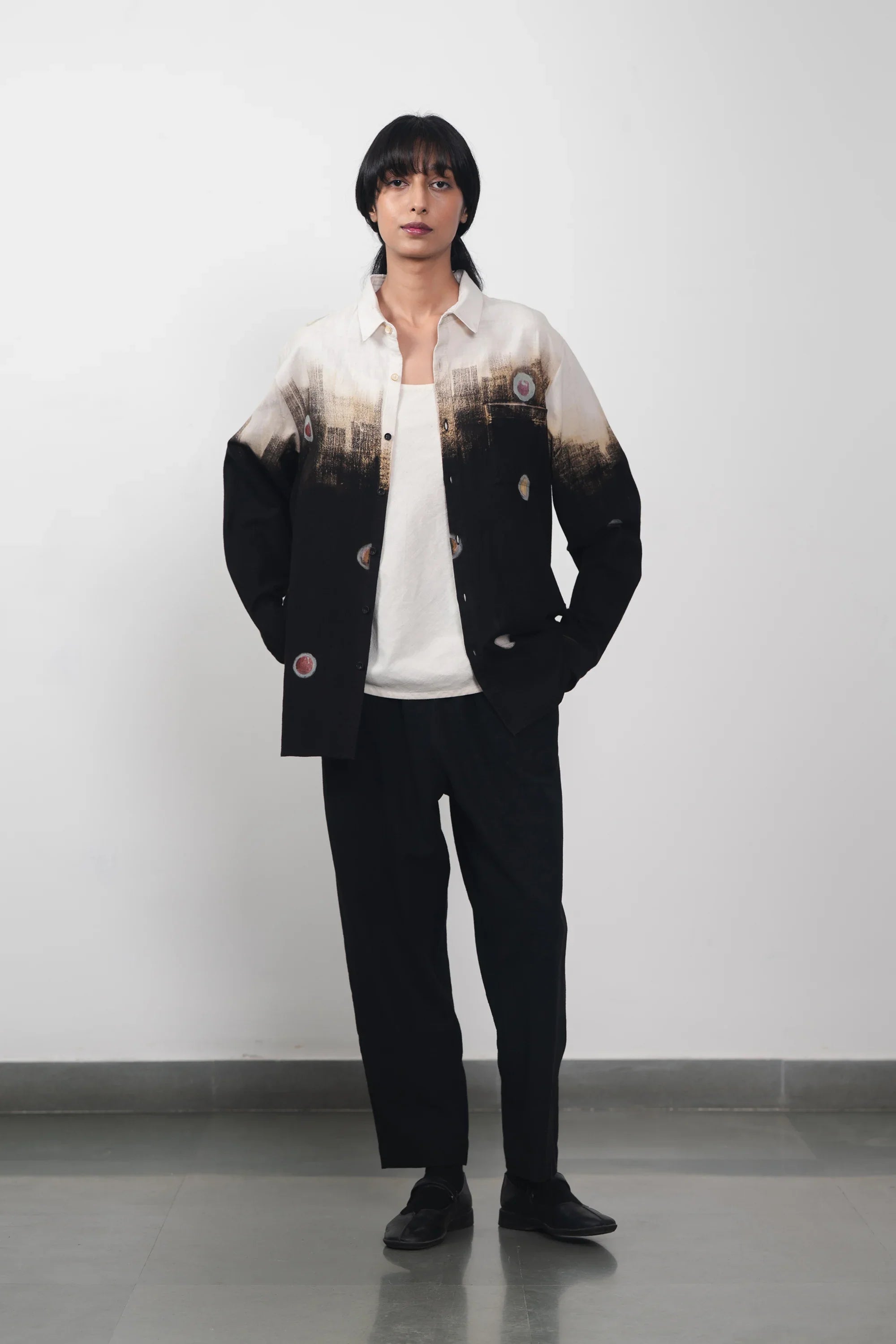 Cotton Elastic Pants in Black