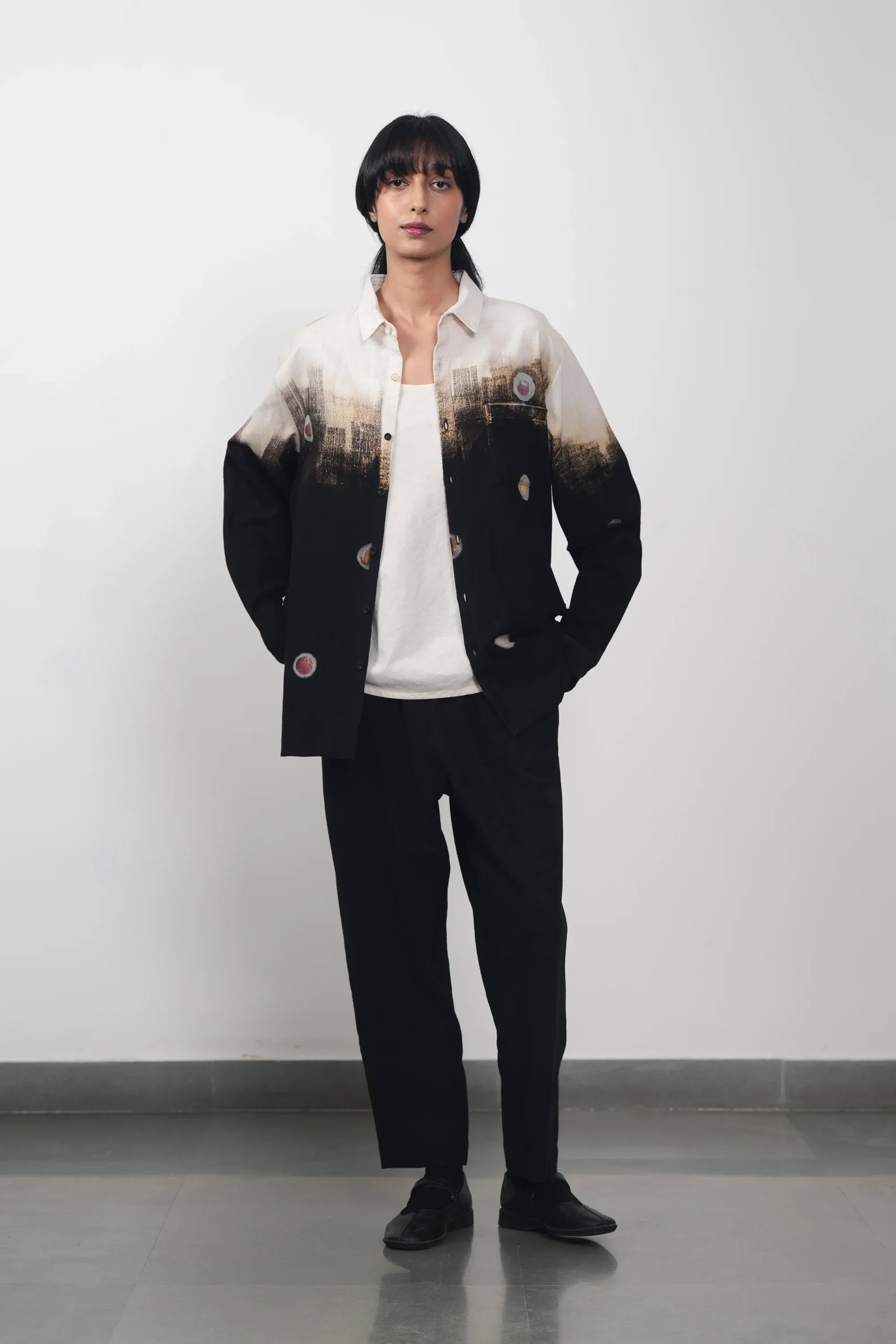 Cotton Elastic Pants in Black