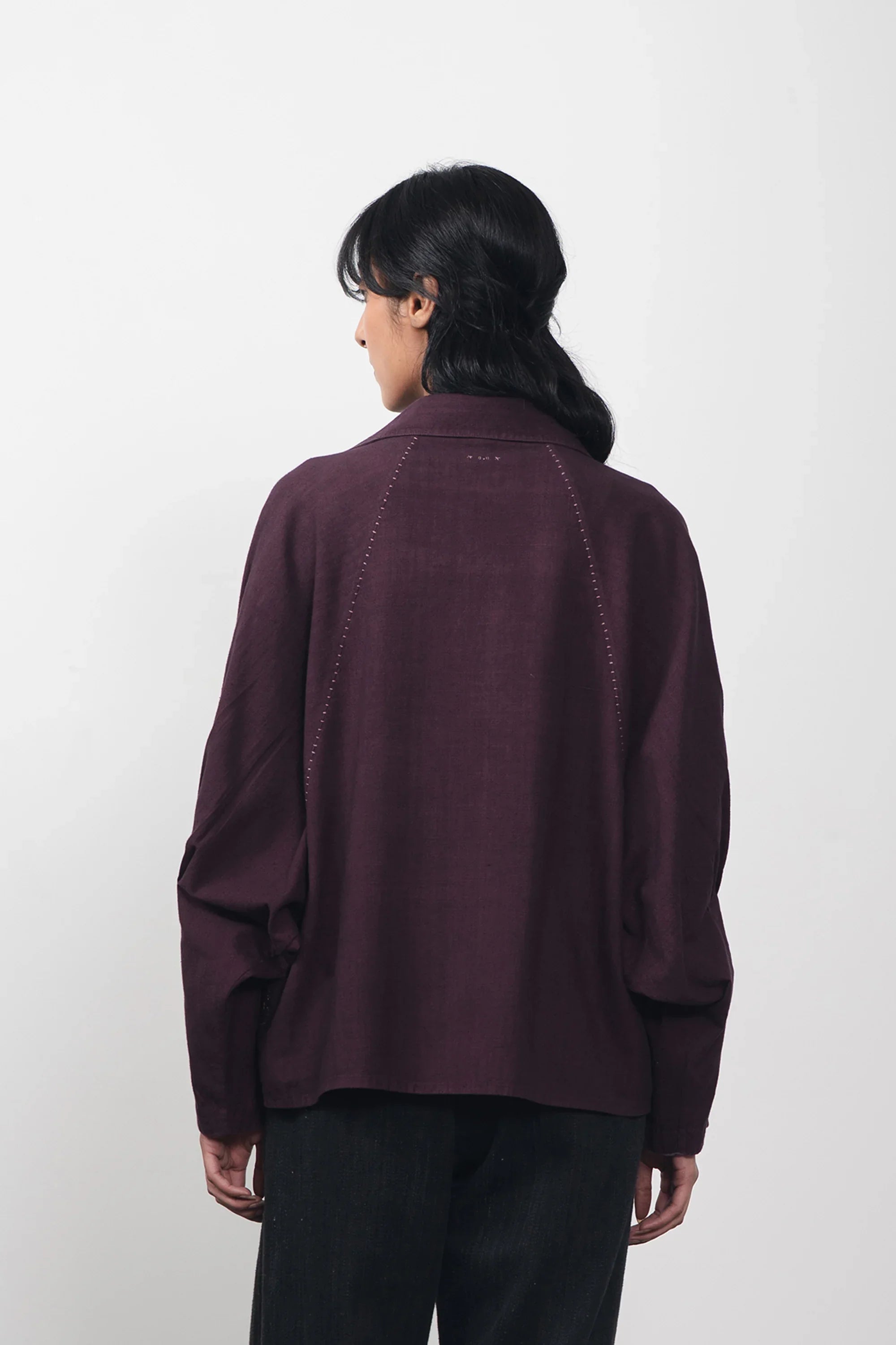 Purple Red Raglan Sleeve Shirt