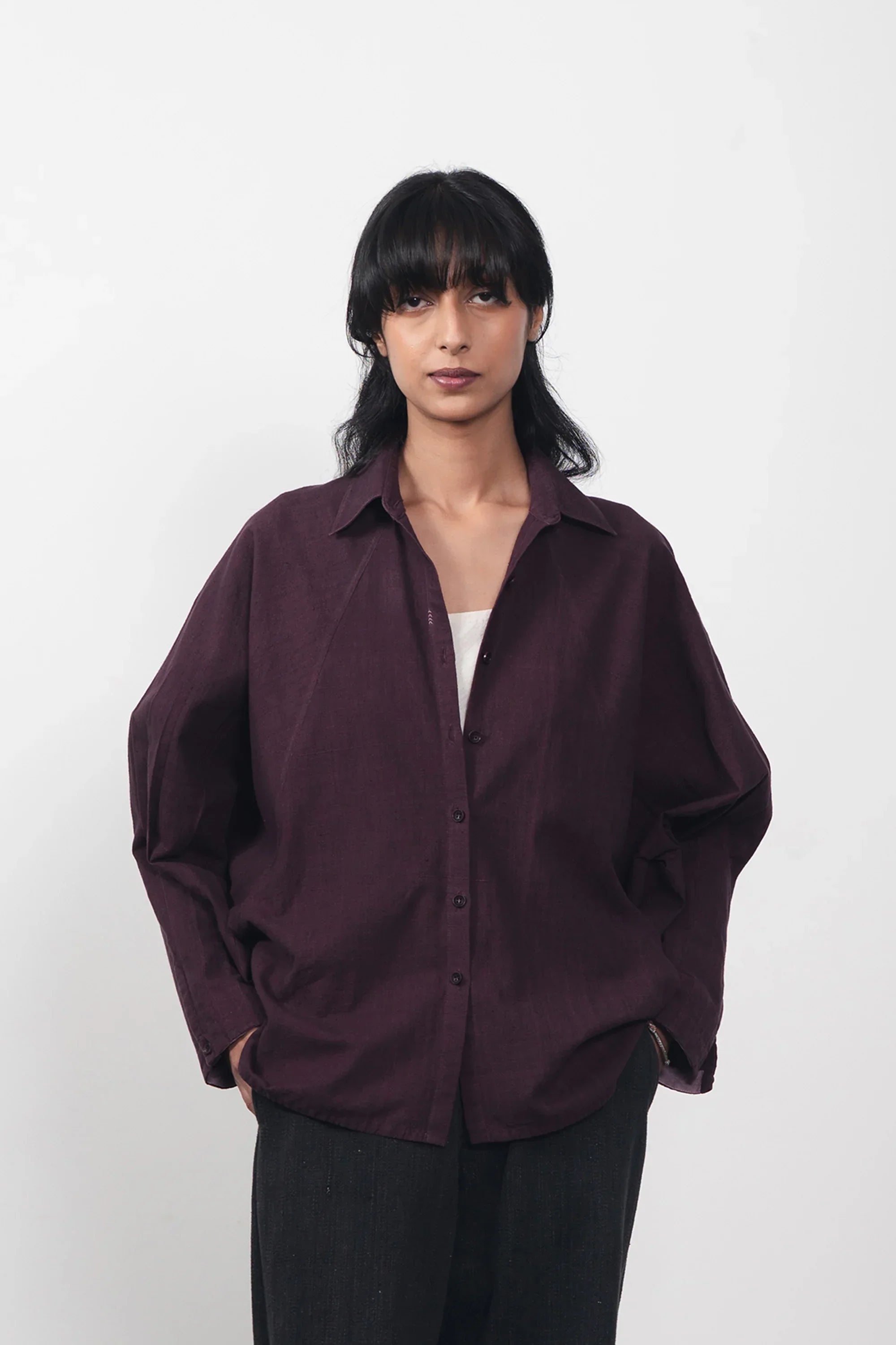 Purple Red Raglan Sleeve Shirt