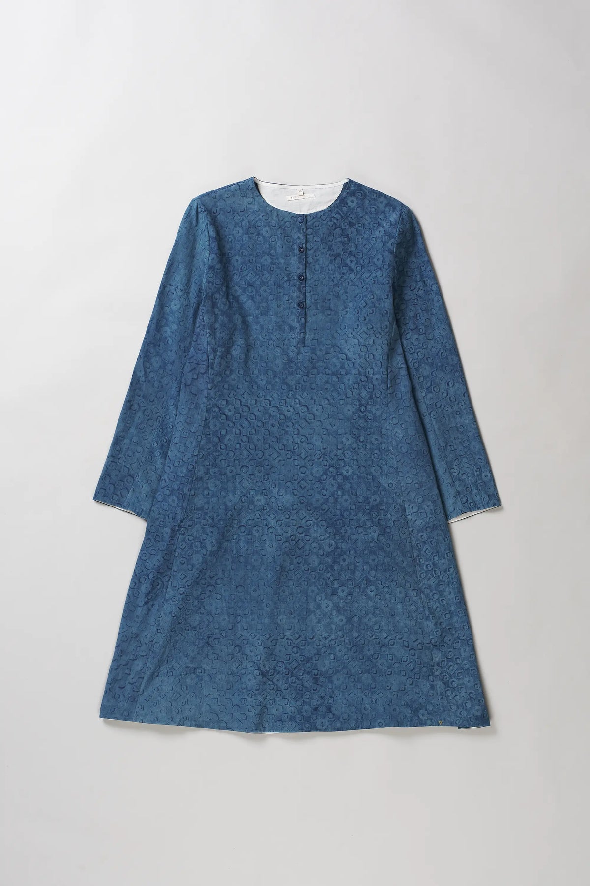 Medium Indigo with Block Print Dress