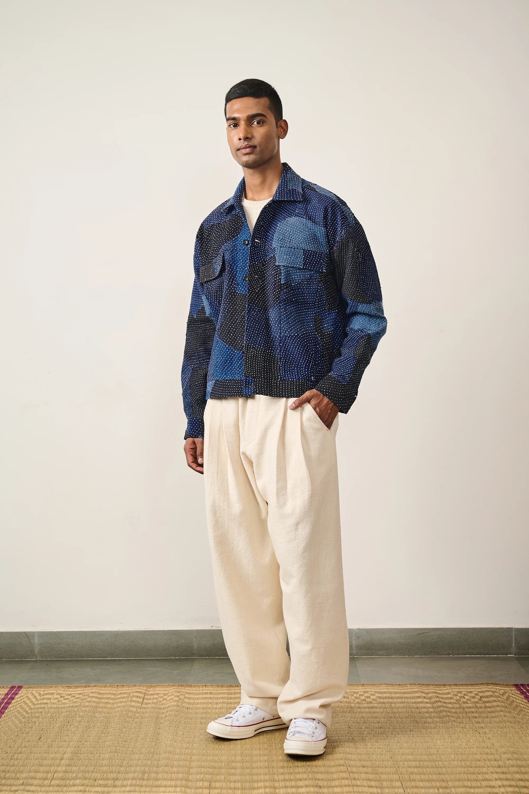 Kantha Patchwork Button Down Jacket