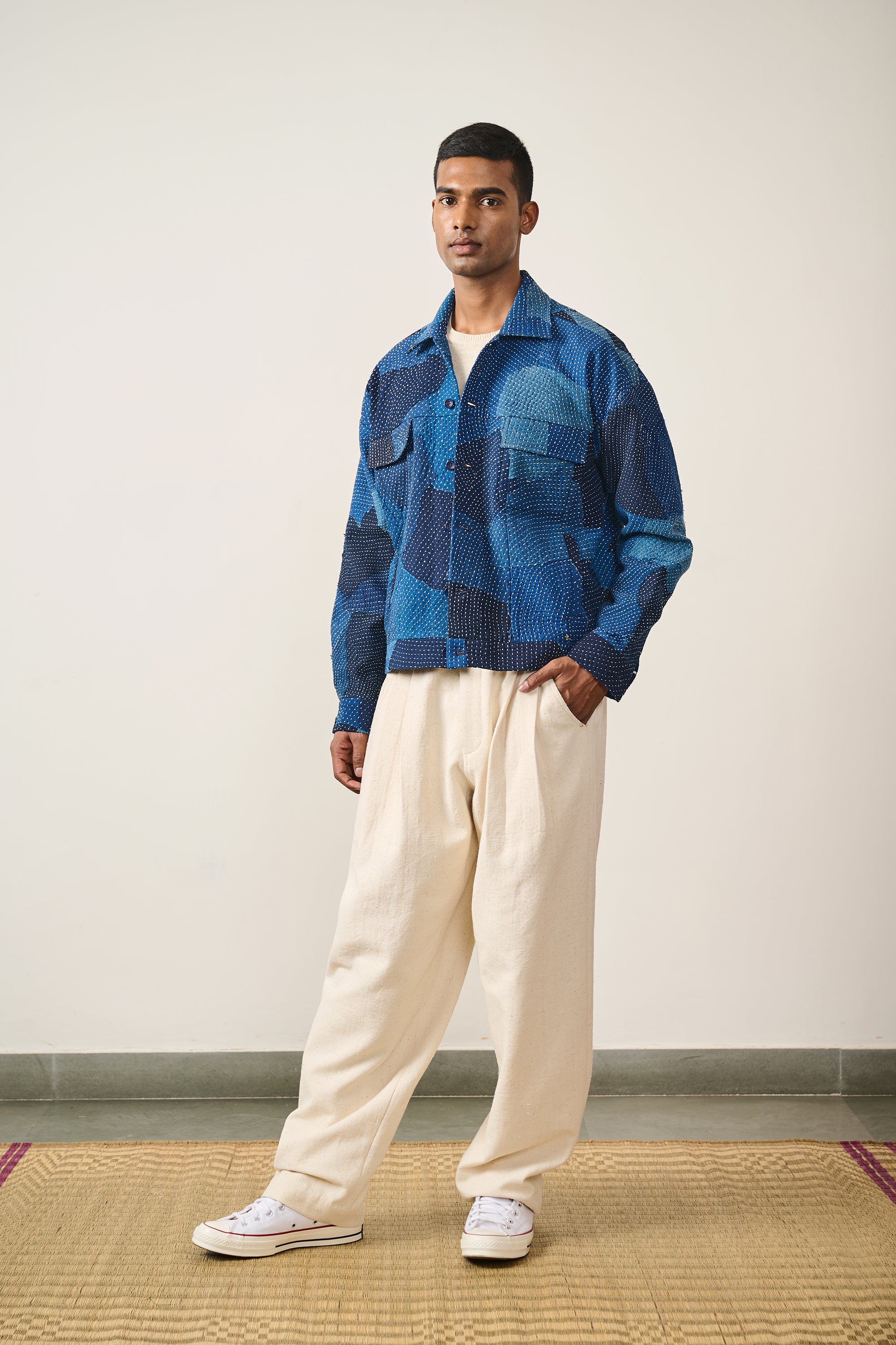 KANTHA PATCHWORK BUTTON DOWN JACKET