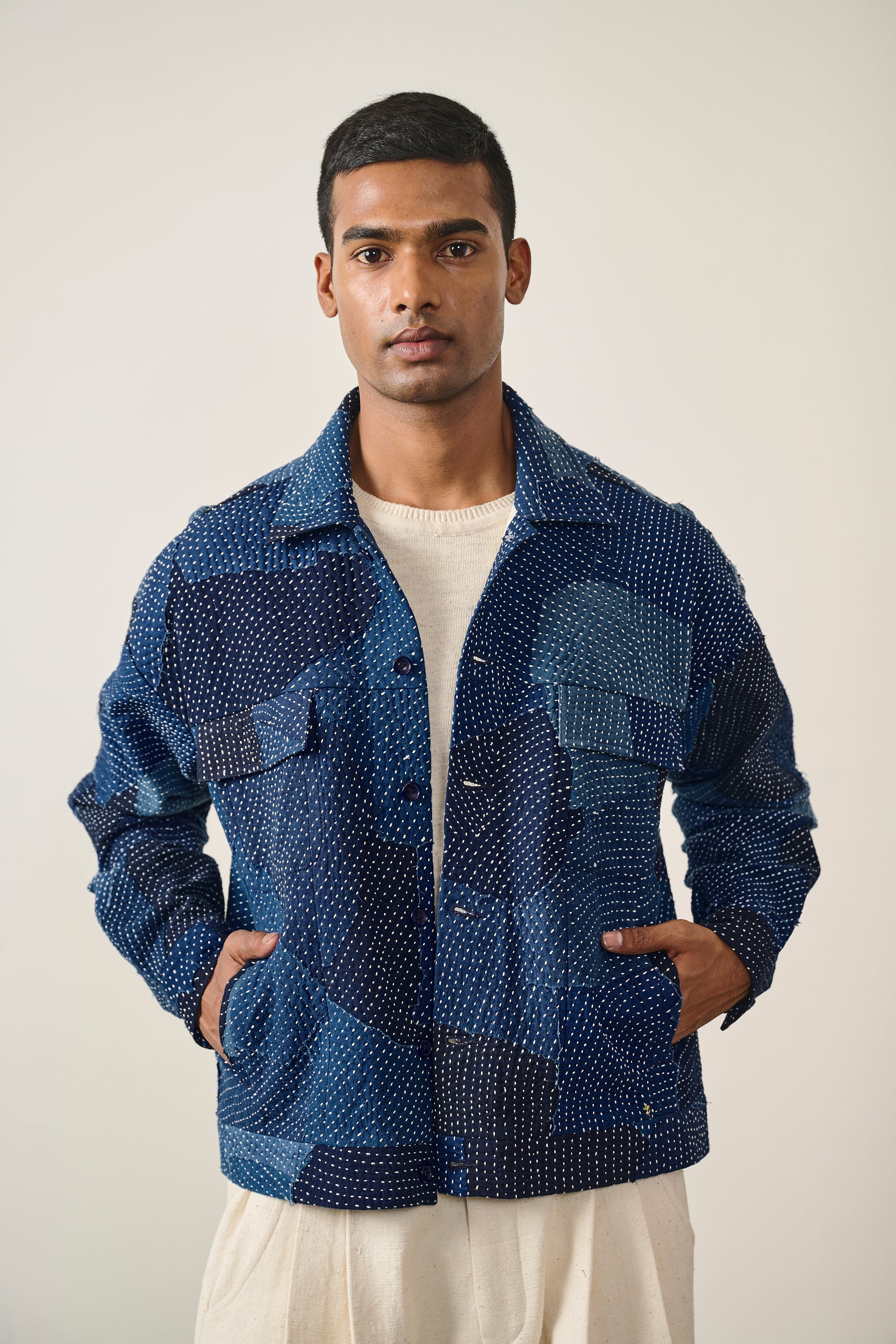 KANTHA PATCHWORK BUTTON DOWN JACKET