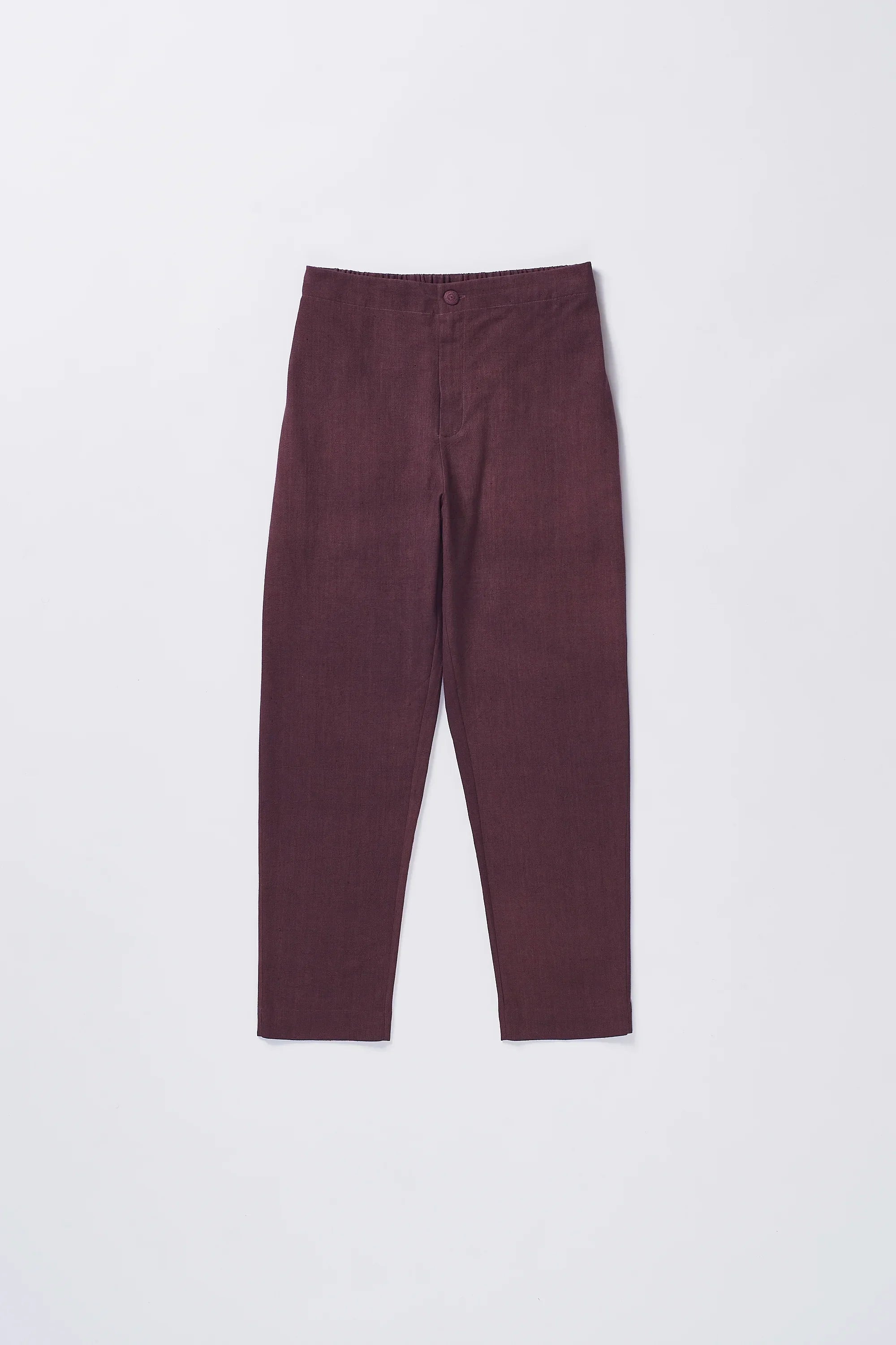 Tapered Fit Trousers in Purple Red
