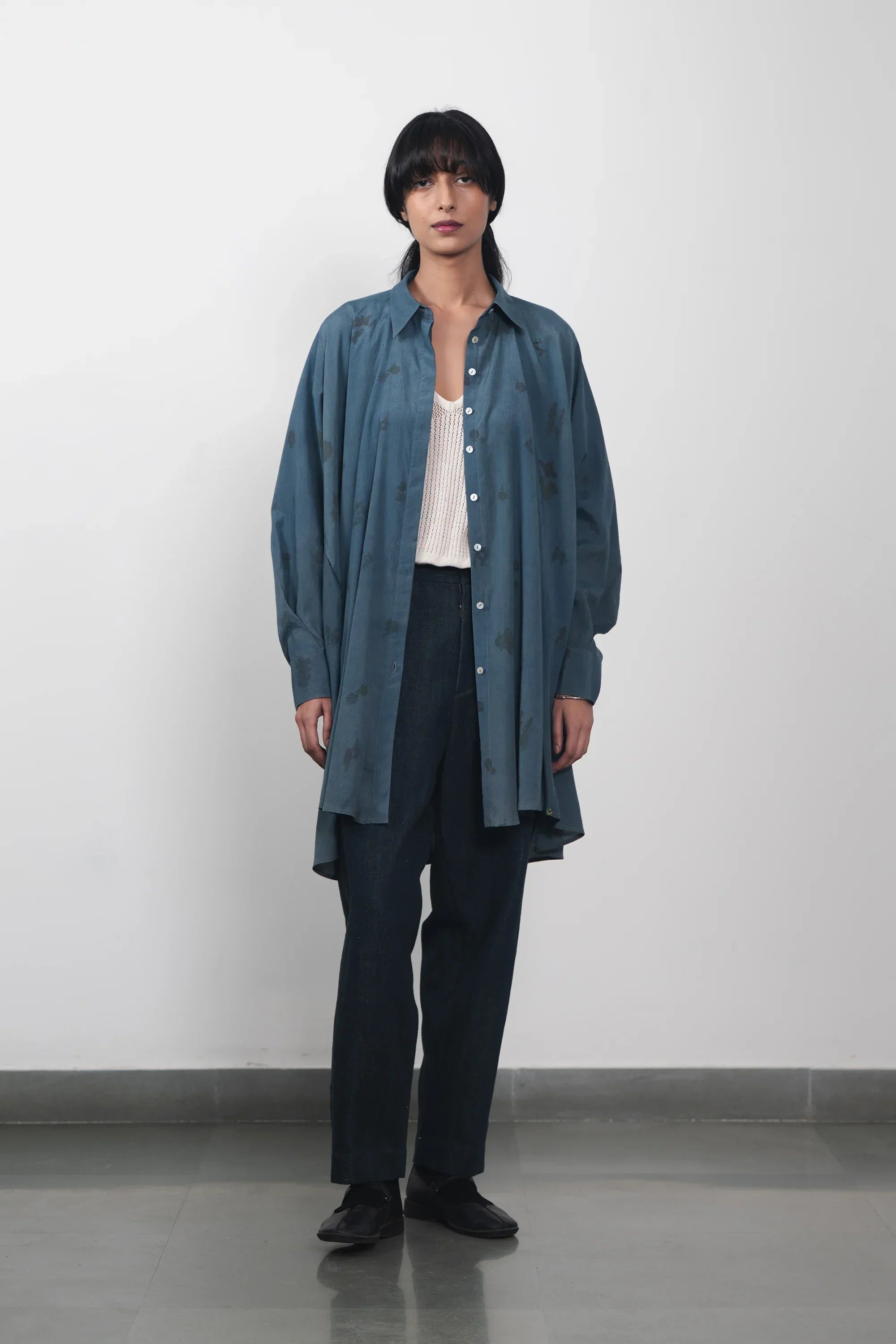 Flared Screen Printed Shirt Dress