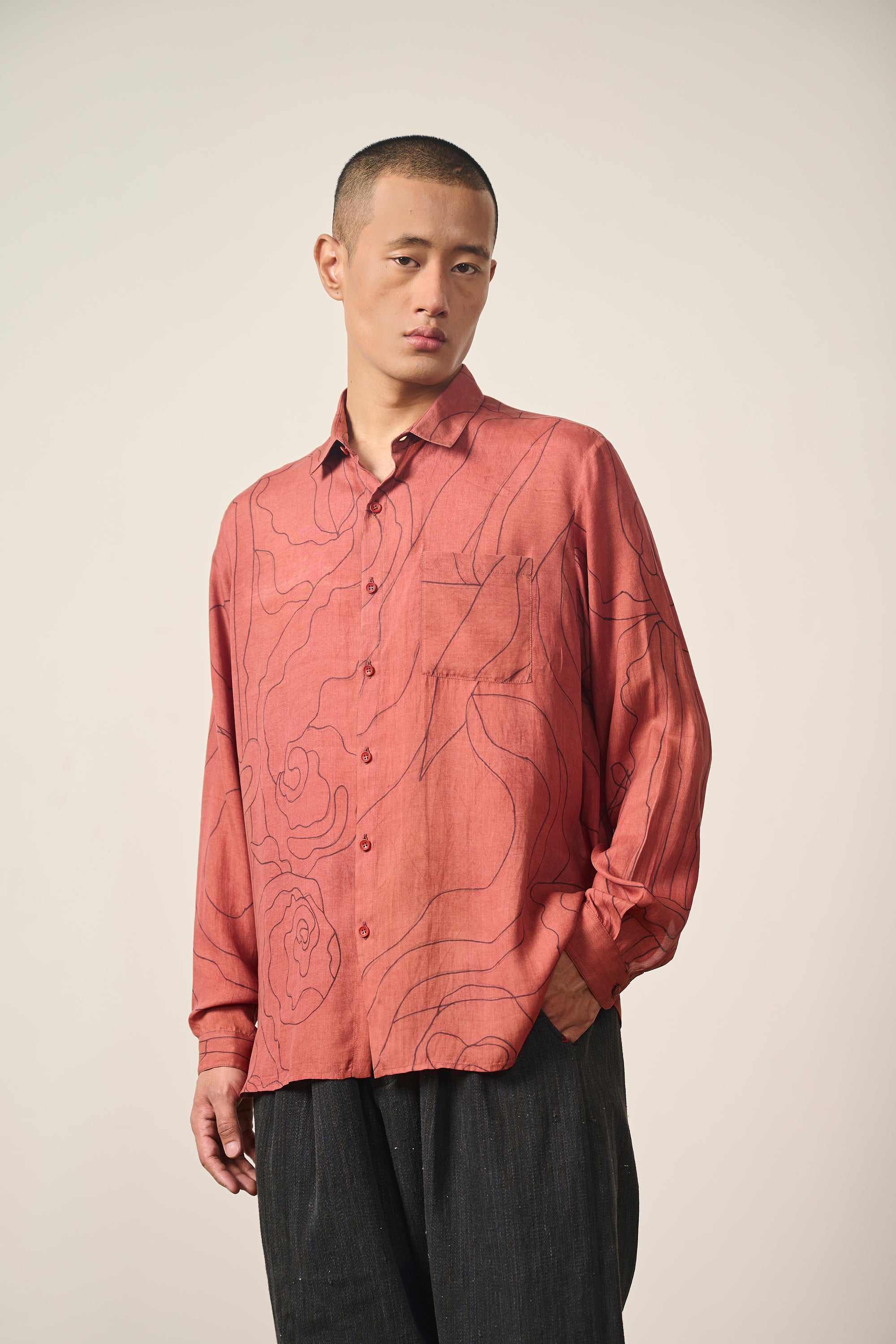HAND PAINTED SILK UNISEX SHIRT