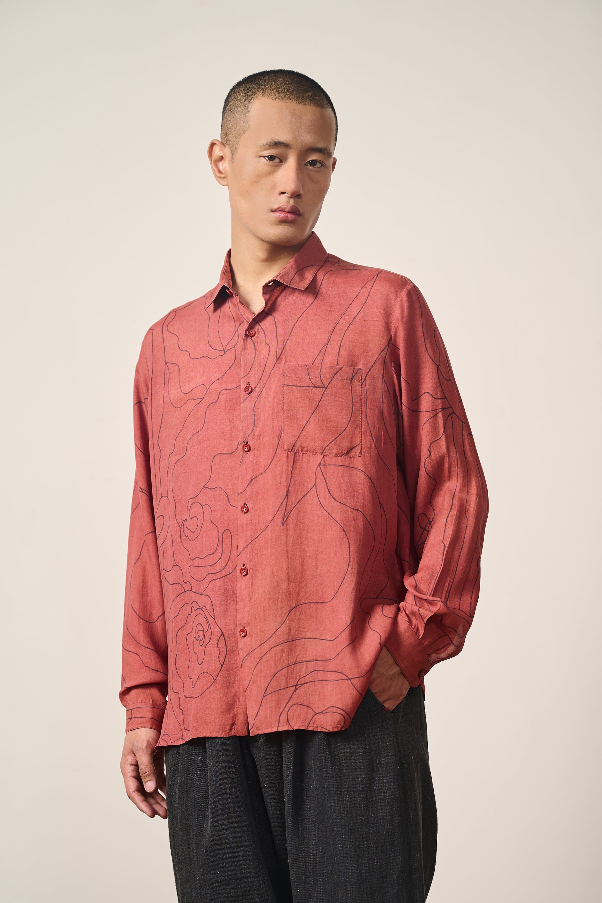HAND PAINTED SILK UNISEX SHIRT