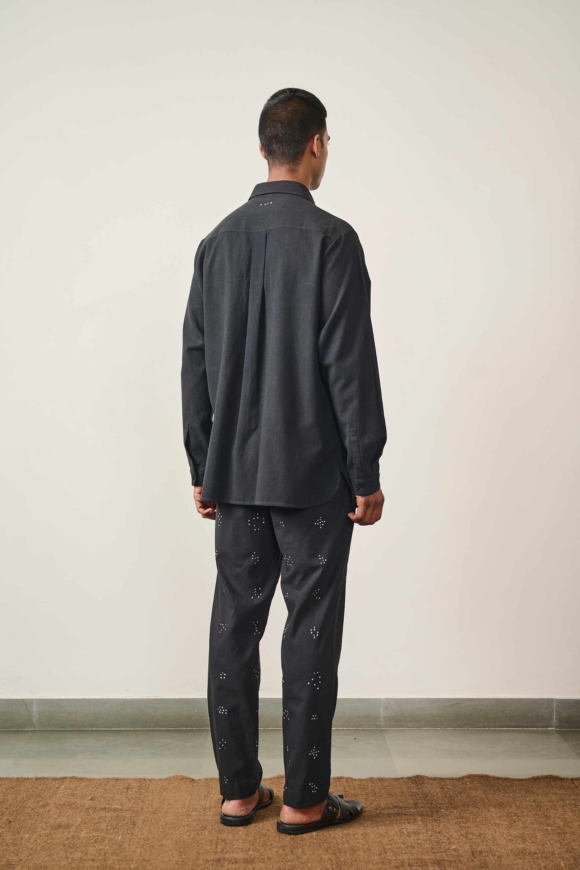 Solid Black Unisex Cotton Shirt