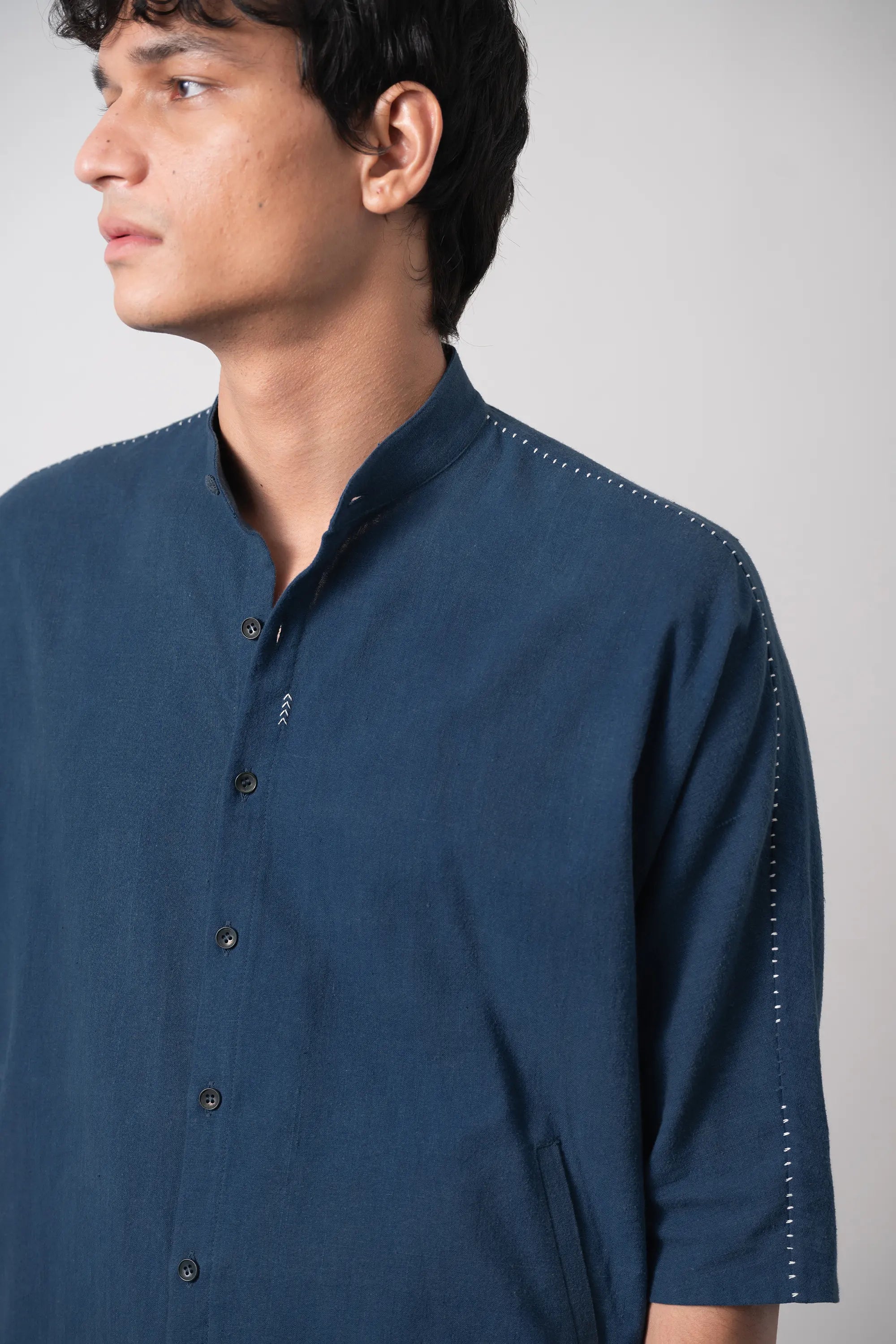 Cotton Macca Shirt in Space Blue
