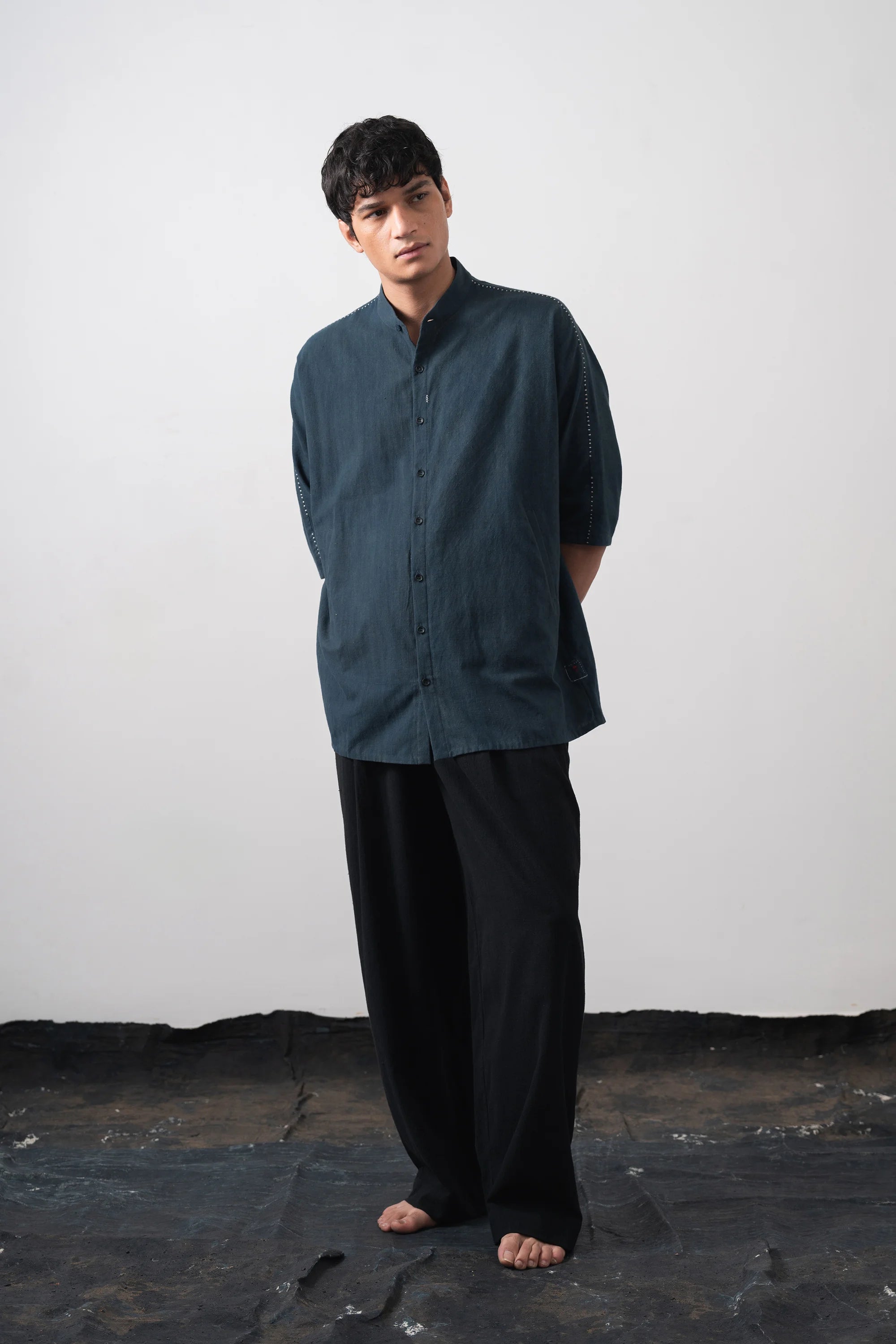 Black Indigo Cotton Macca Shirt