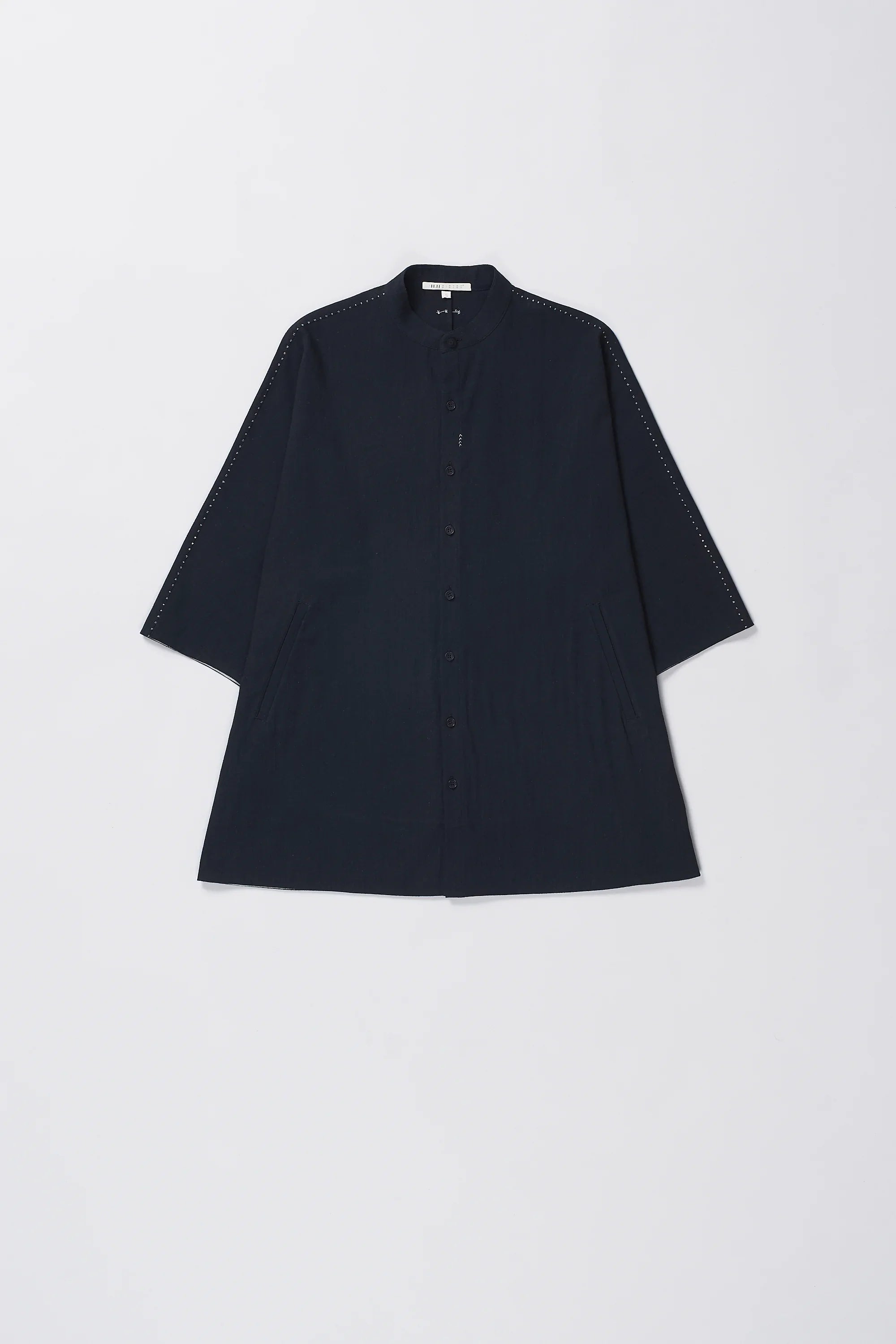 Black cotton shirt with hand detailing