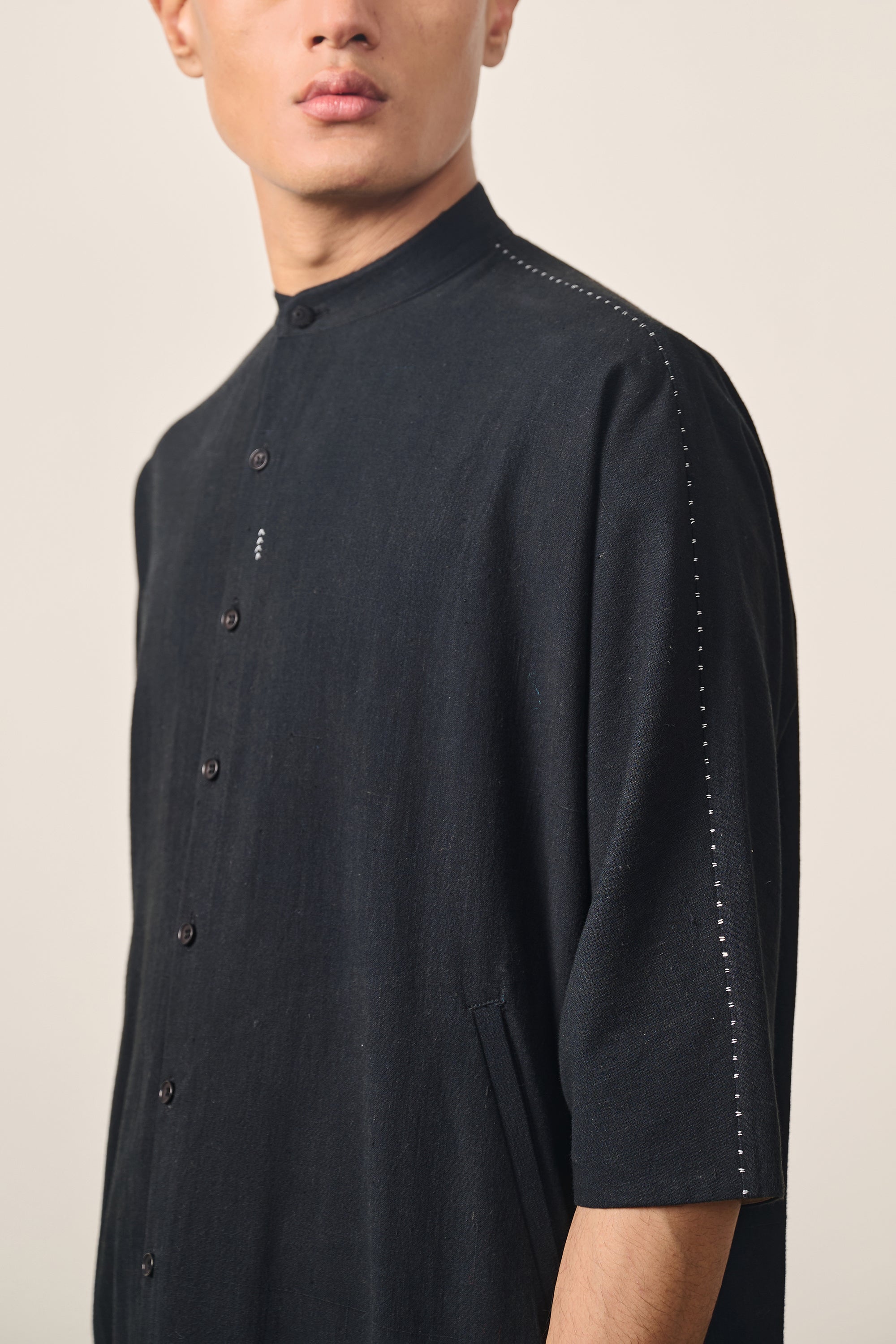 Cotton Kimono Half Sleeve Shirt