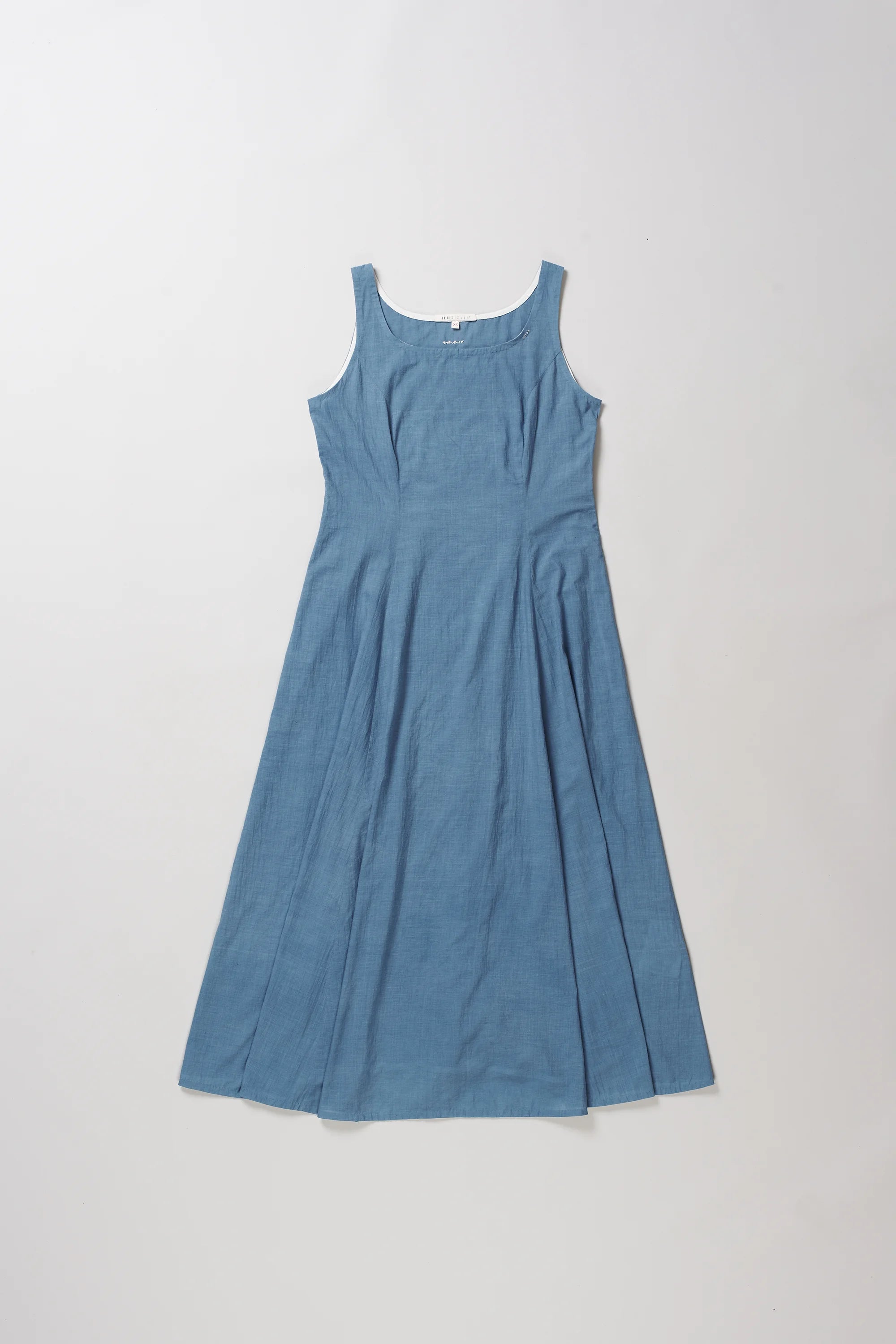 Front image of cotton powder blue dress