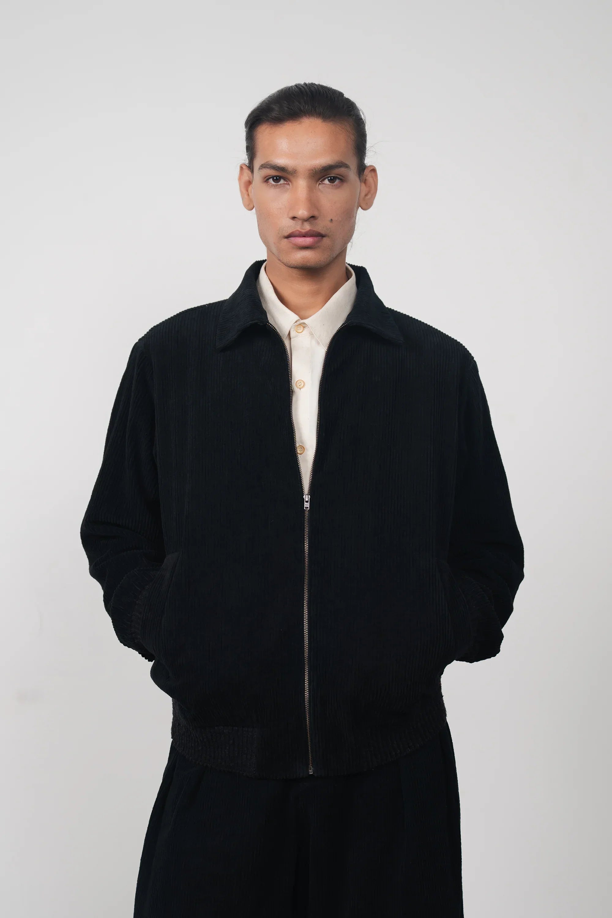 Black Corduroy Bomber Jacket