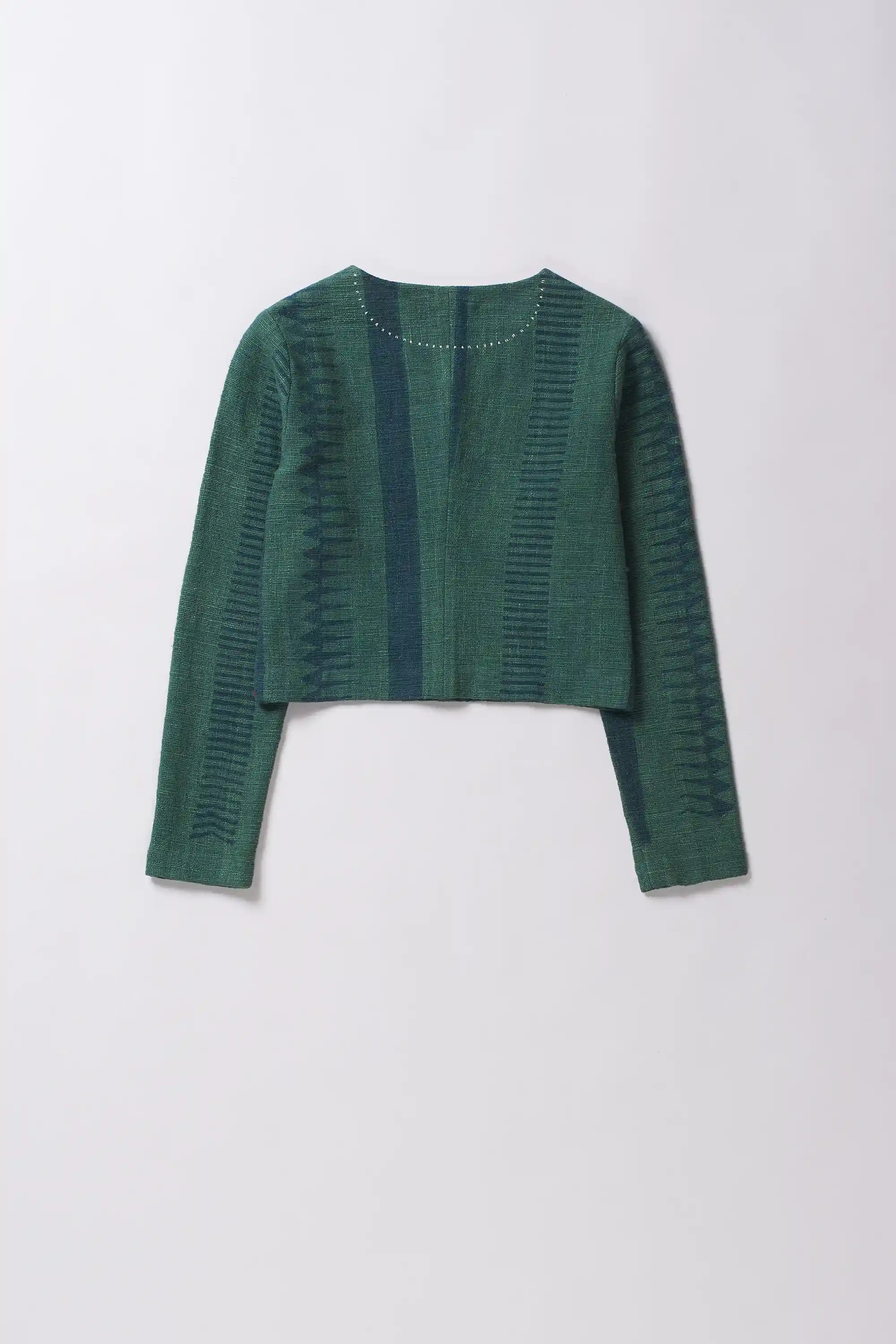 A back shot of cotton jacket in bottel green