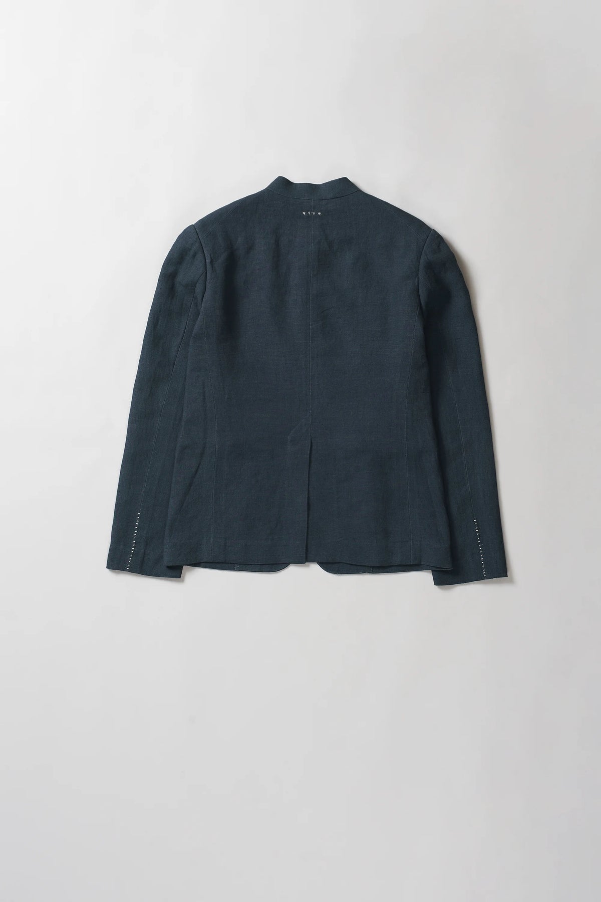Slim Fit Linen Jacket in Black Indigo