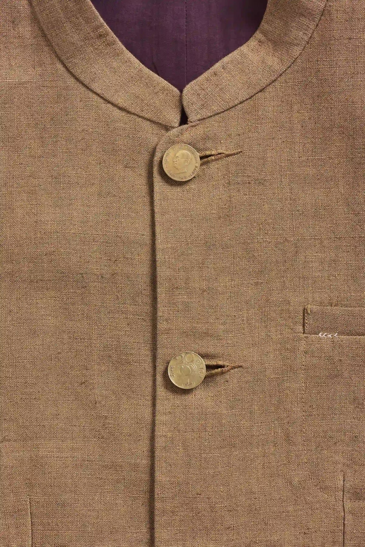 Slim Fit Linen Jacket in Filter Coffee