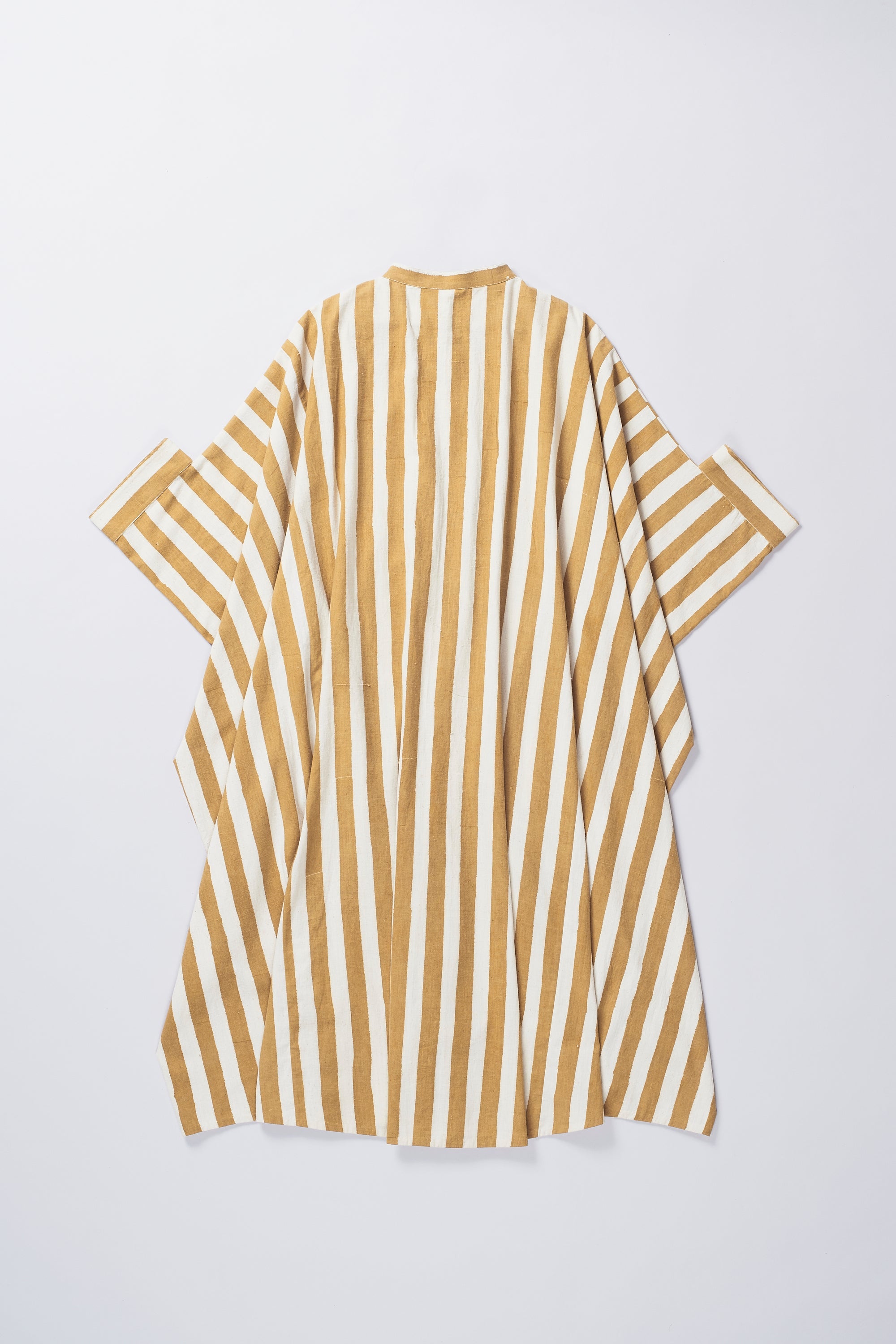 STRIPED KAFTAN DRESS IN MUSTARD YELLOW