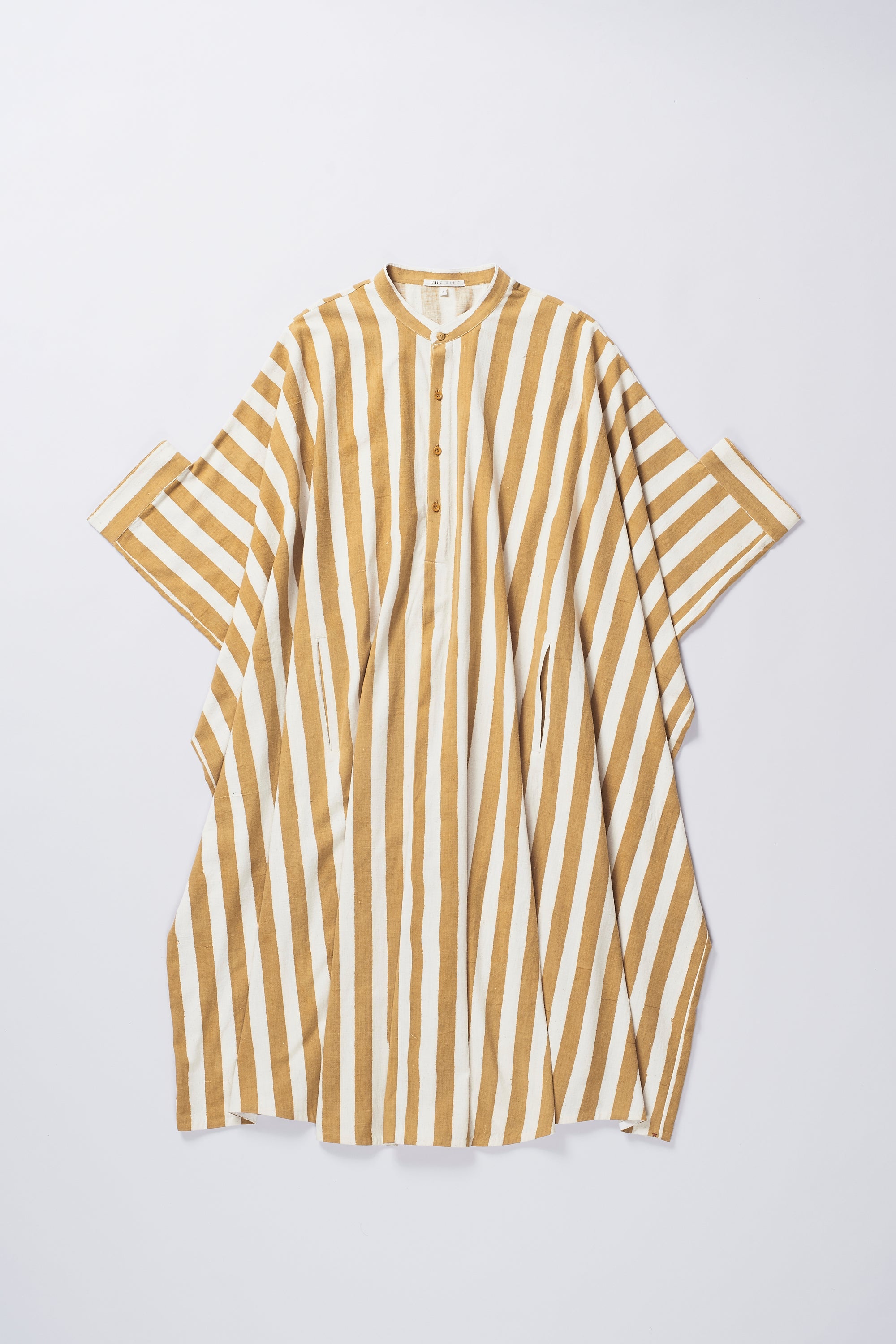 STRIPED KAFTAN DRESS IN MUSTARD YELLOW