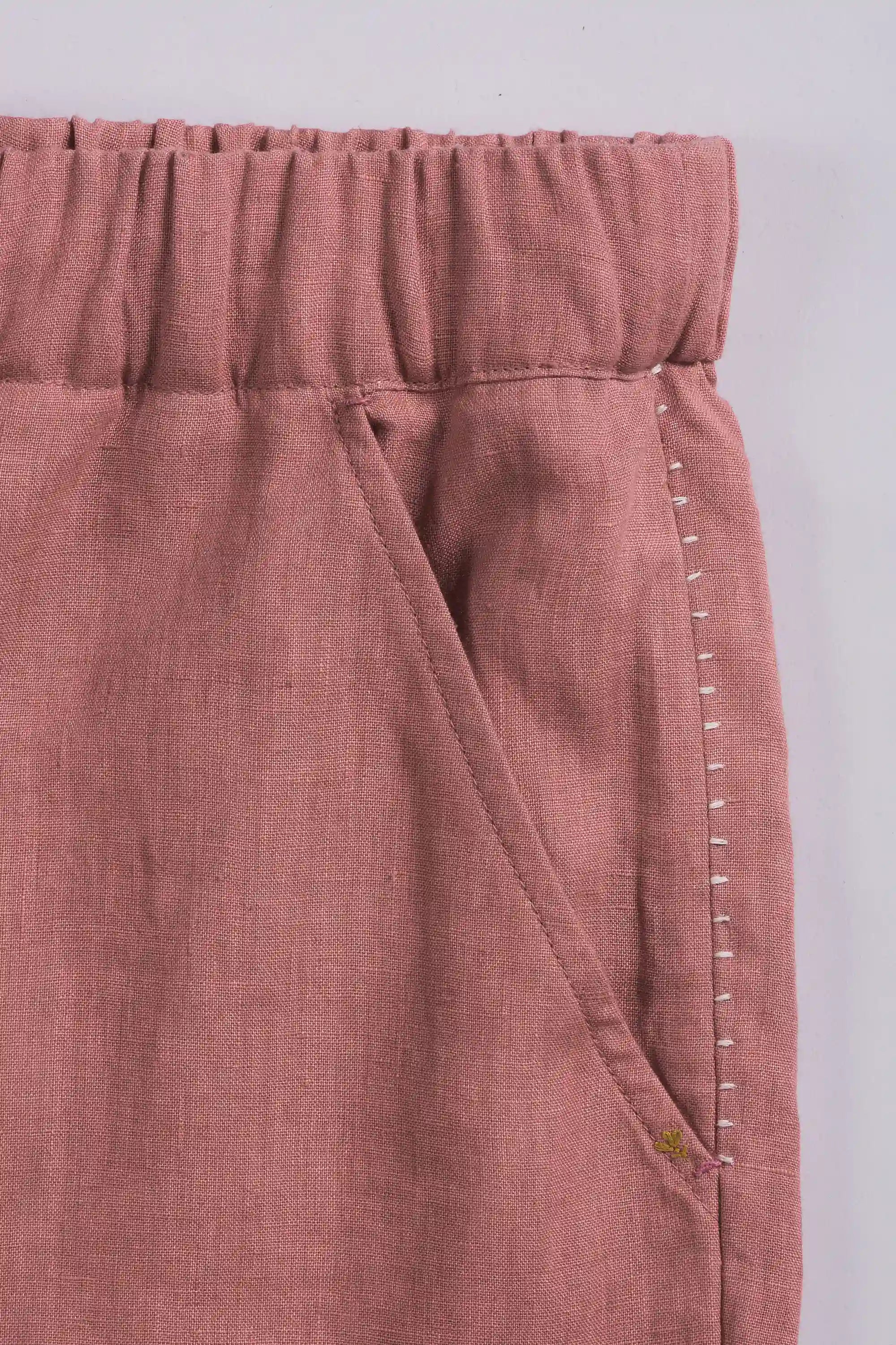 Close-up of pants with pocket on a light grey background