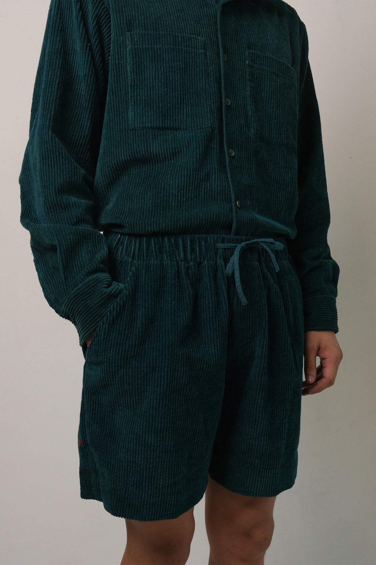 Bottle Green Unisex Corduroy Shorts