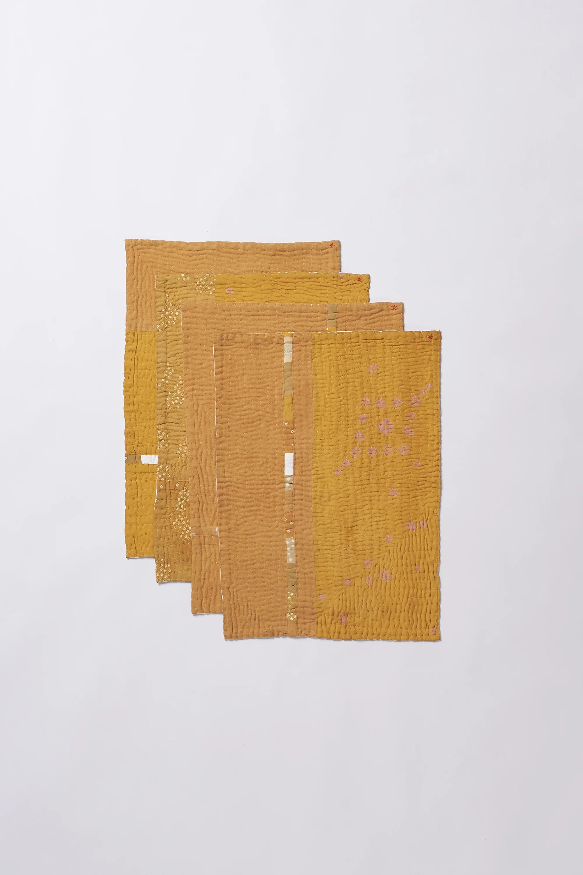 Yellow Patchwork Placemat with Kantha