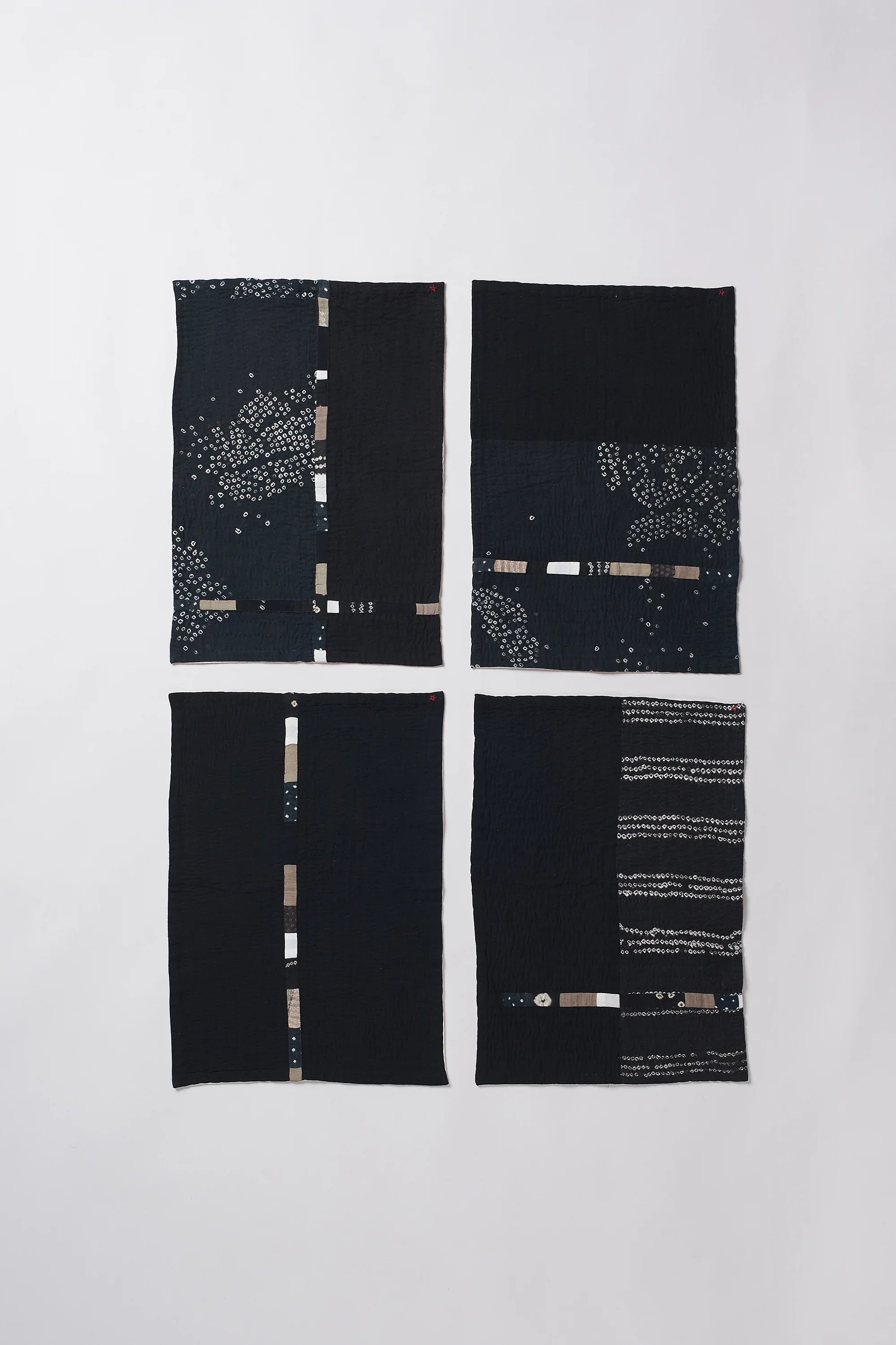Black Patchwork Placemat with Kantha
