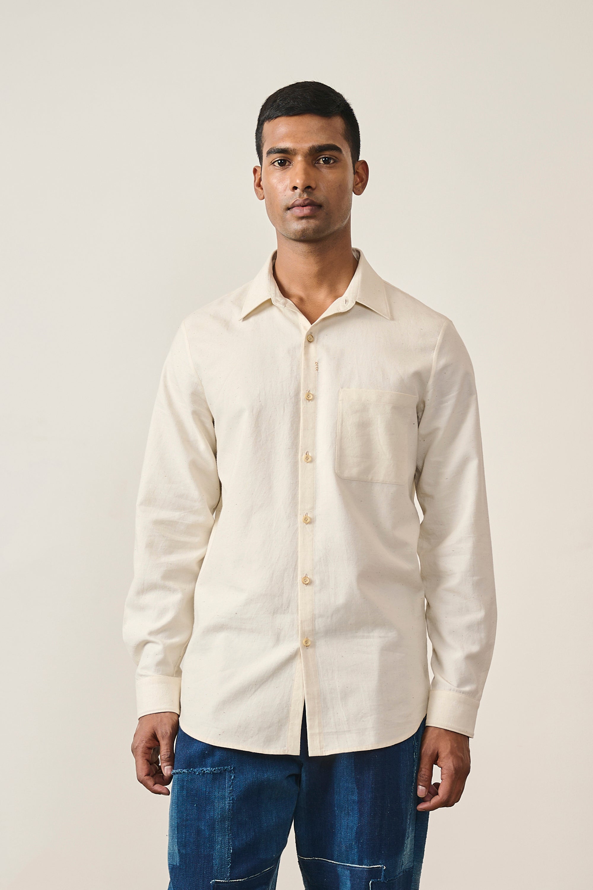 Mens Shirt in Ecru