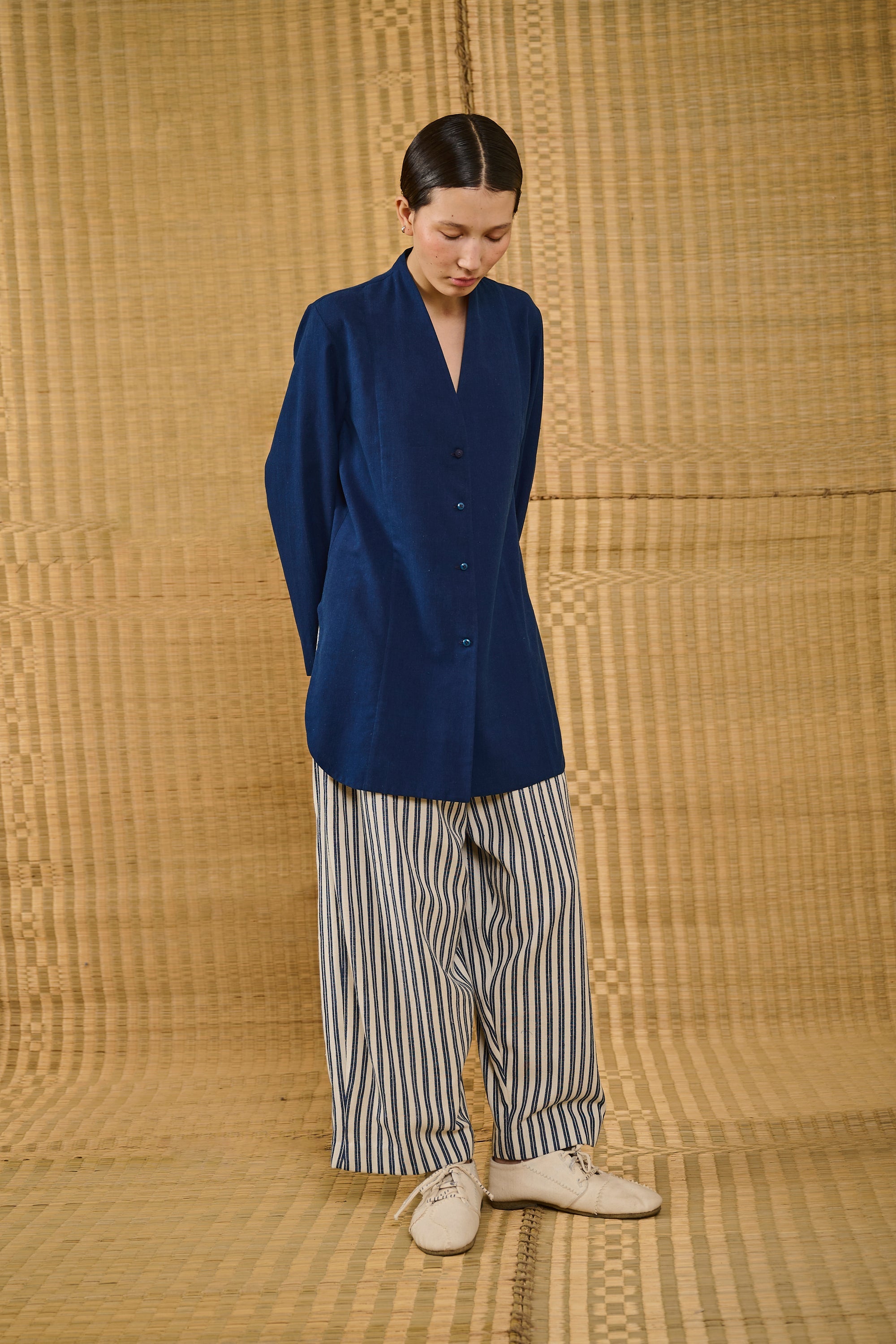 Button Down Tunic in Natural Indigo