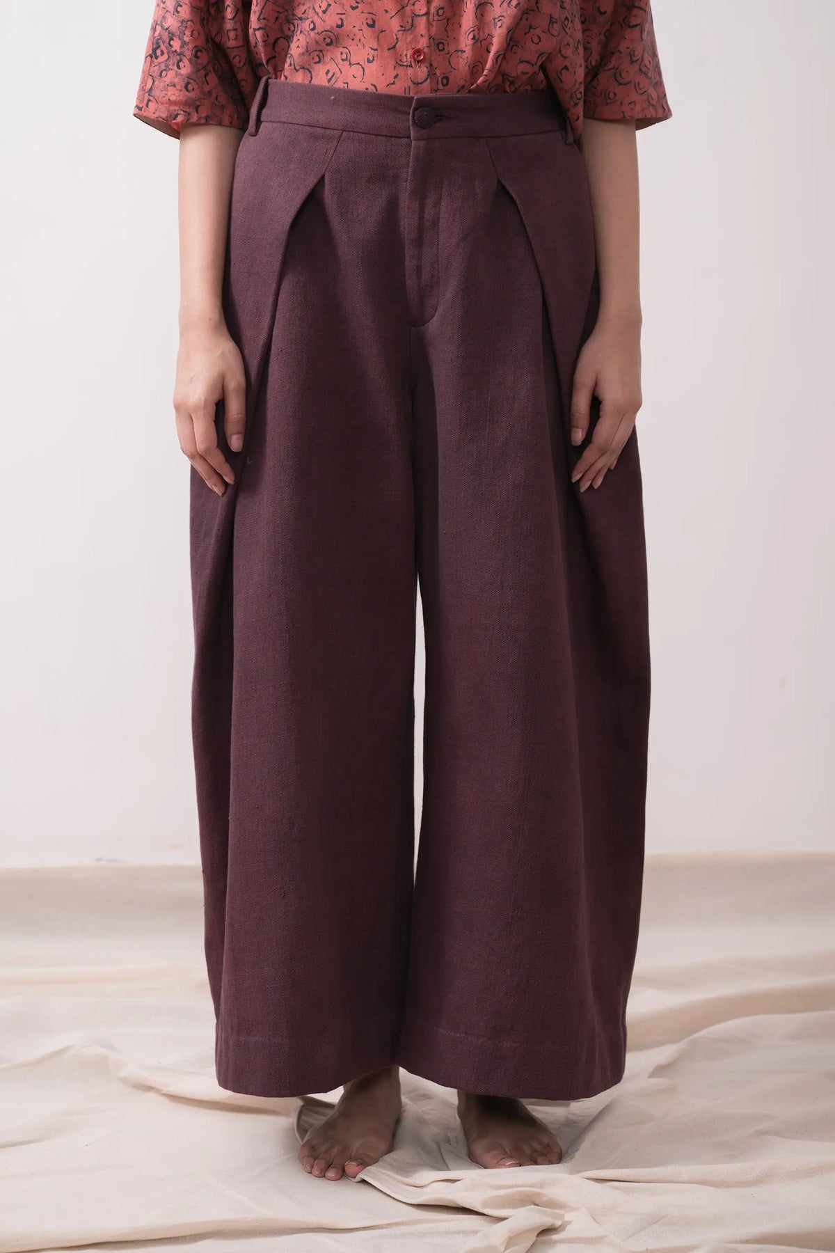 Purple Red Relaxed Fit Trousers