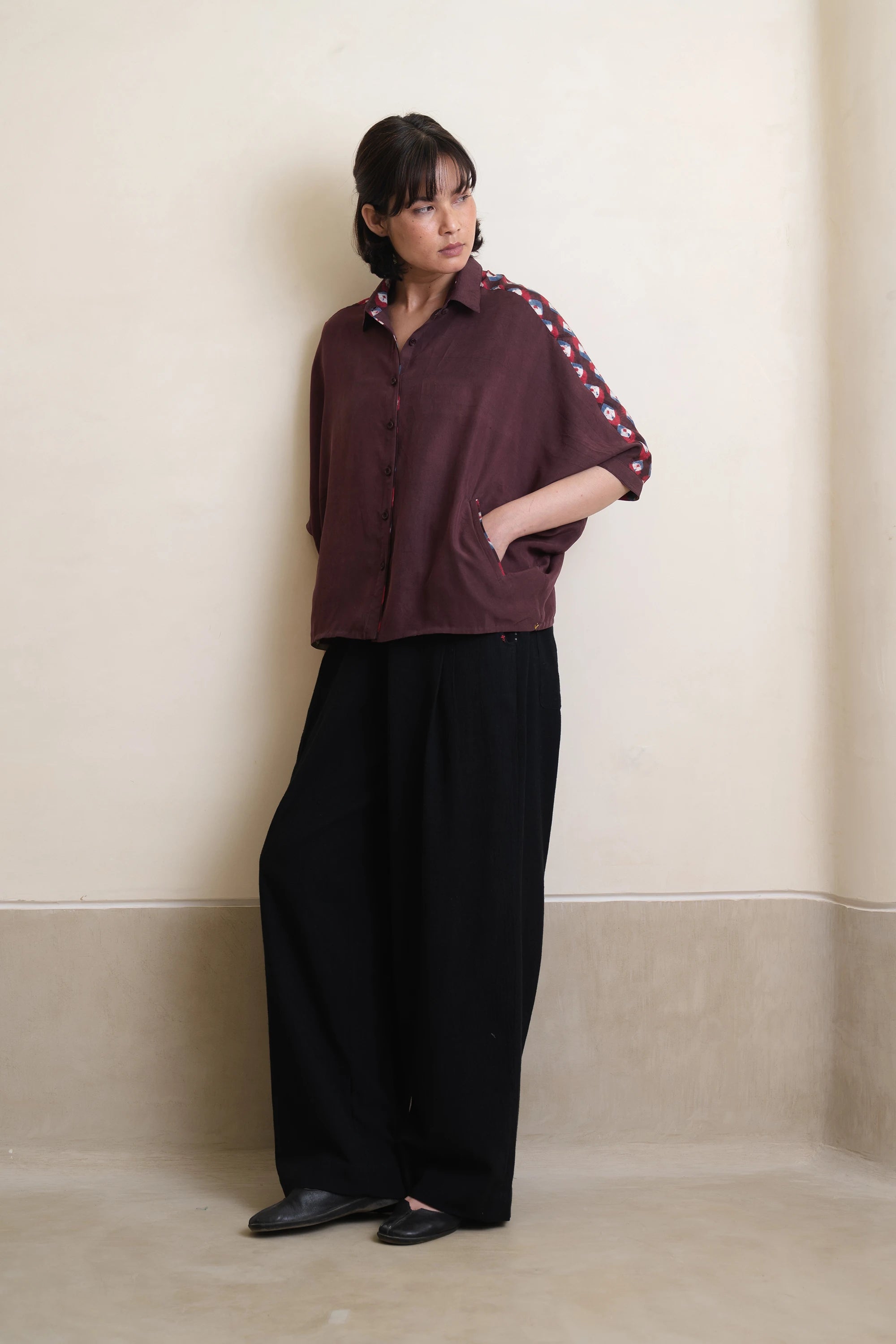 Purple Red Relaxed Bandhani Shirt