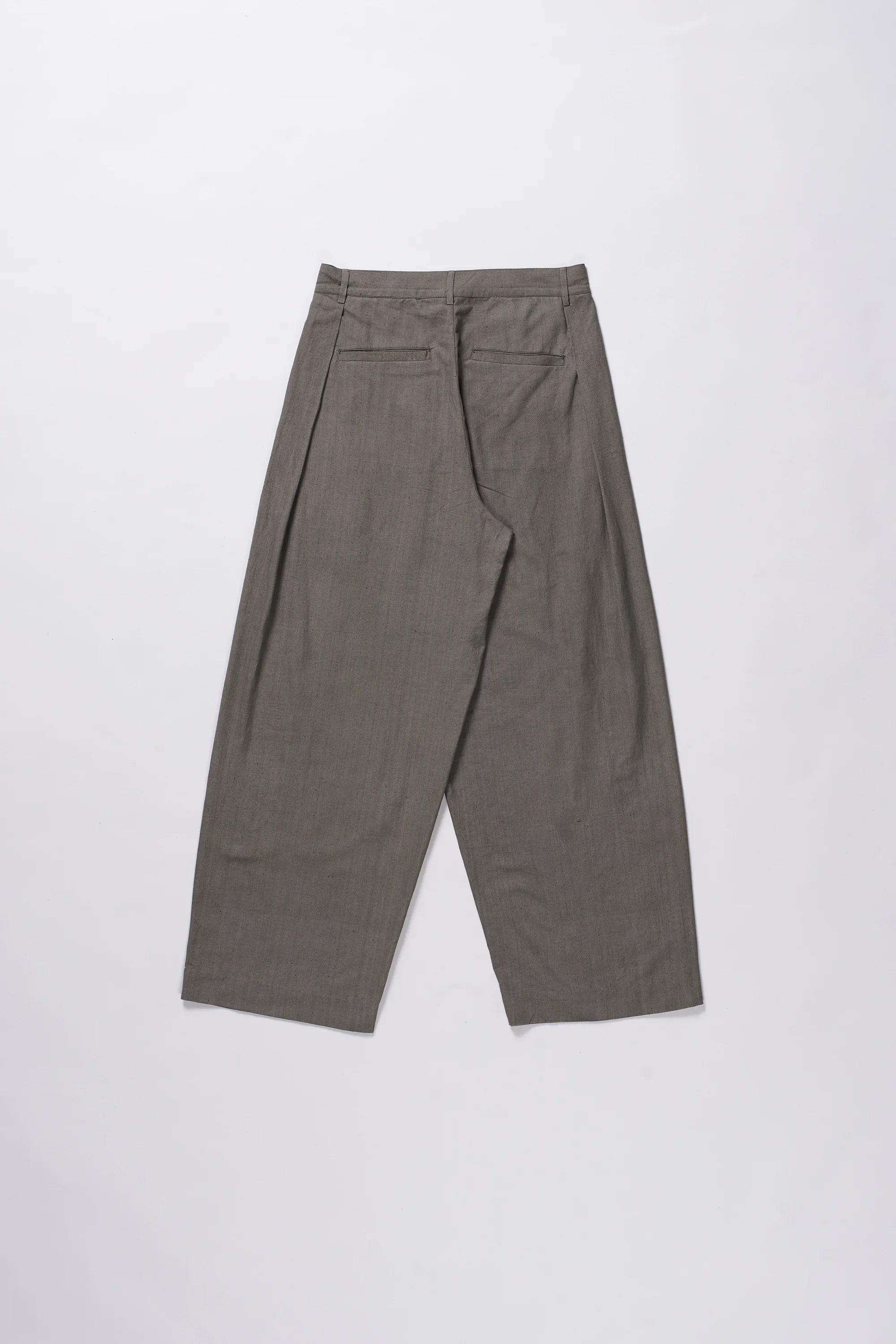 Ash Grey Cotton Pleated Trousers