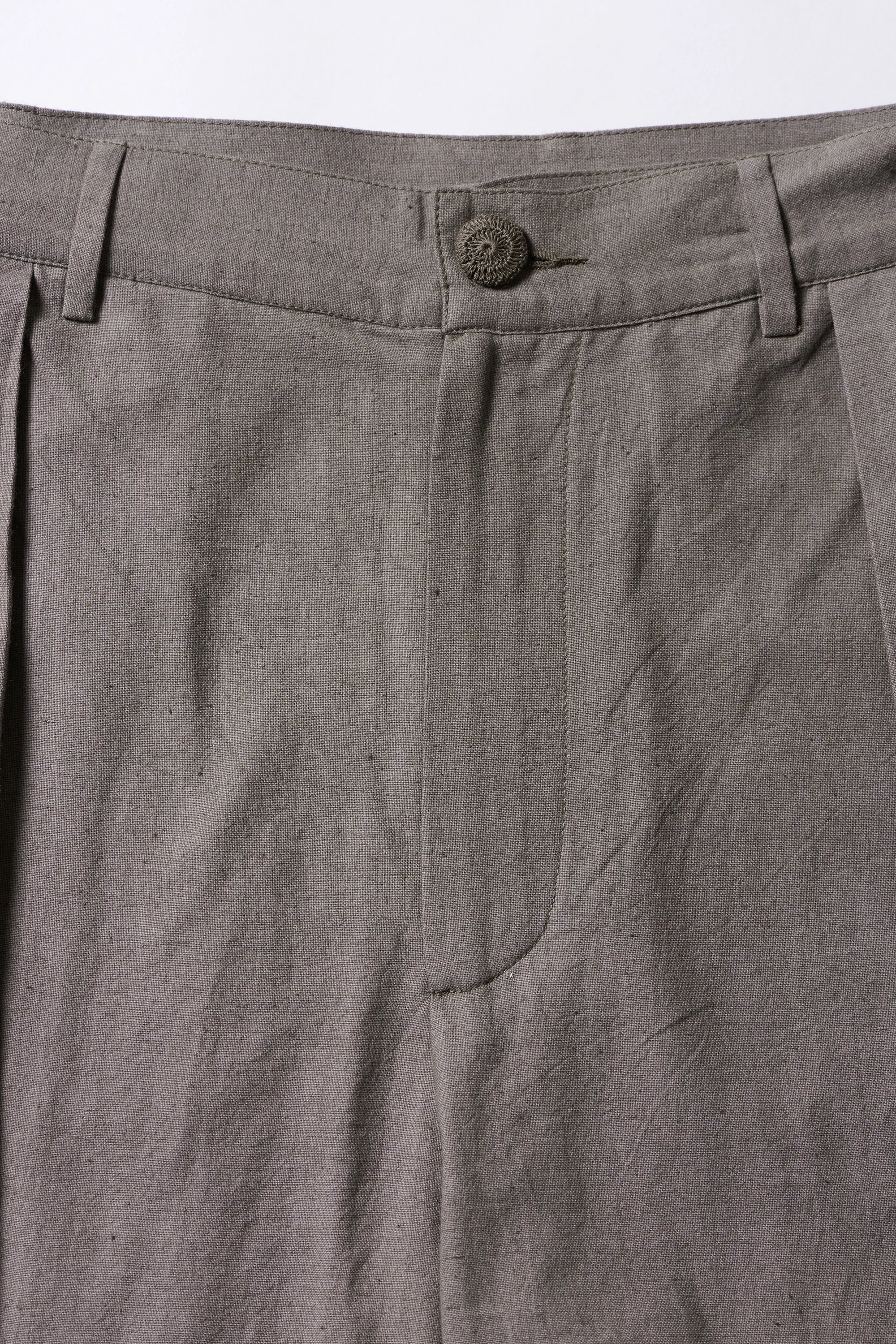 Ash Grey Cotton Pleated Trousers