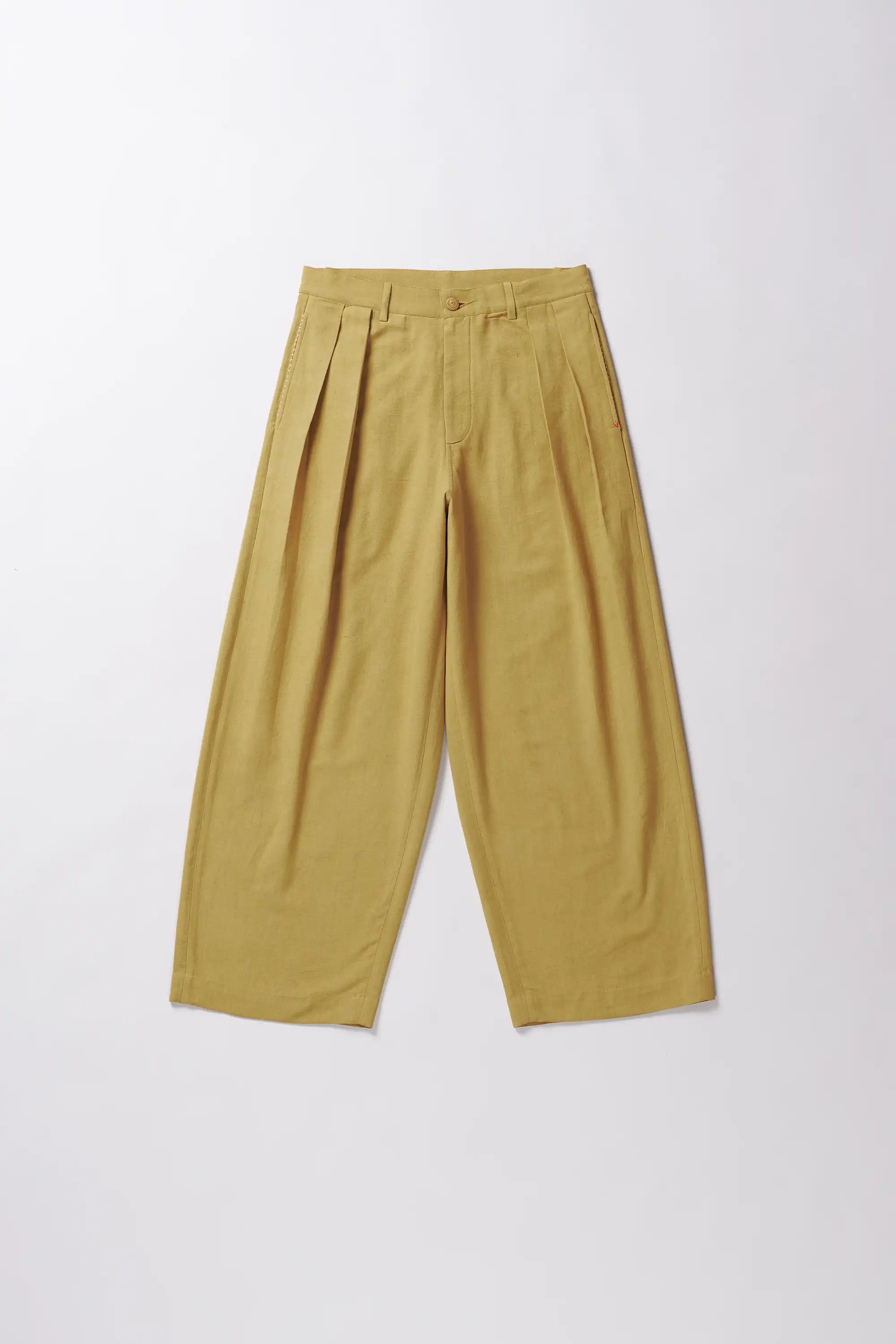 Front image of a ochre yellow pant