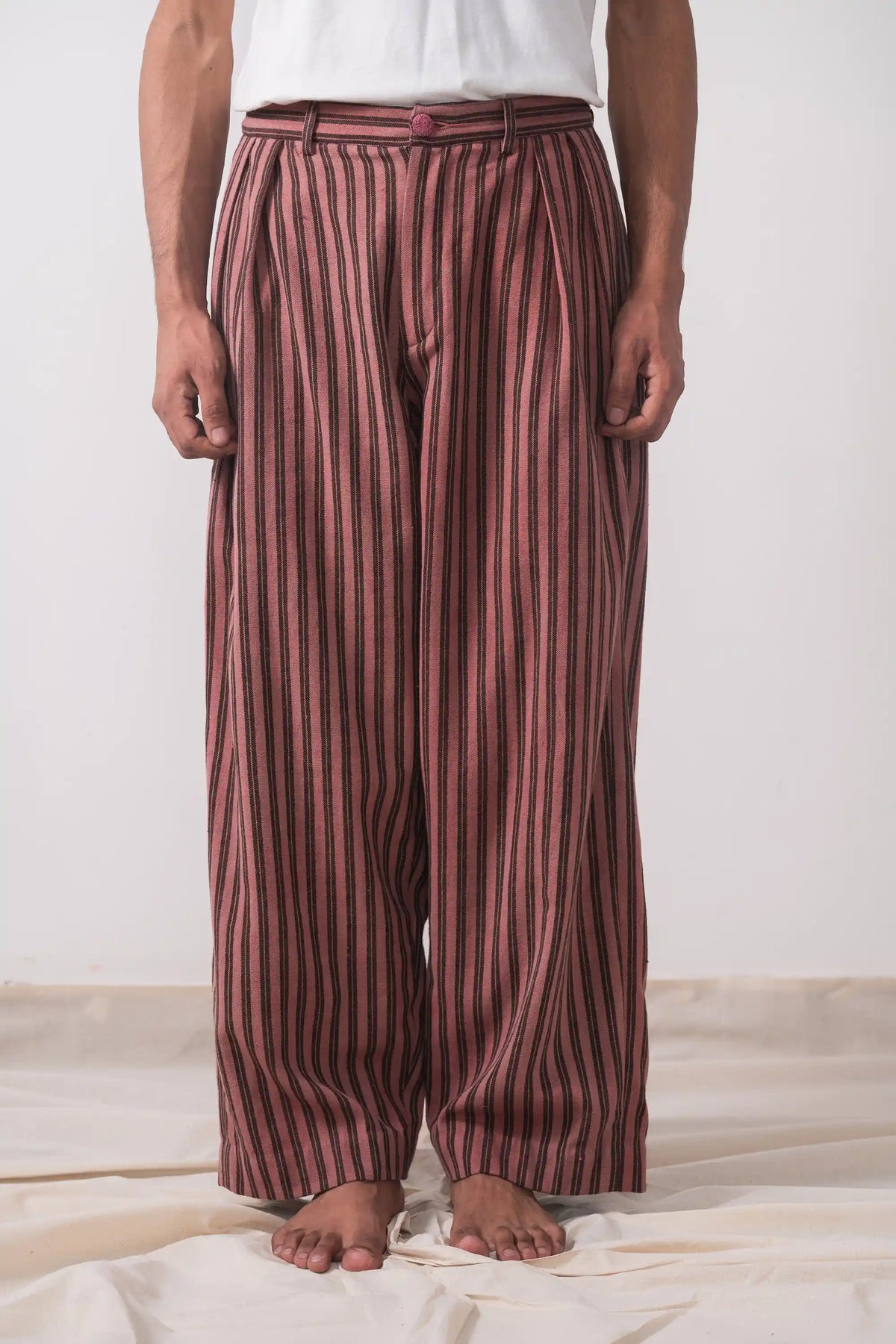 Pleated Wide Leg Trousers in Dusky Mauve