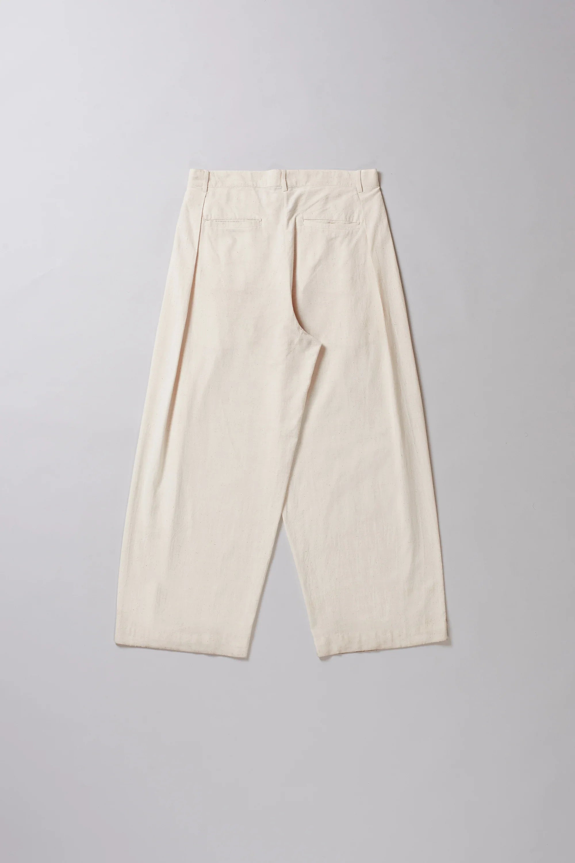 Ecru Cotton Pleated Trousers