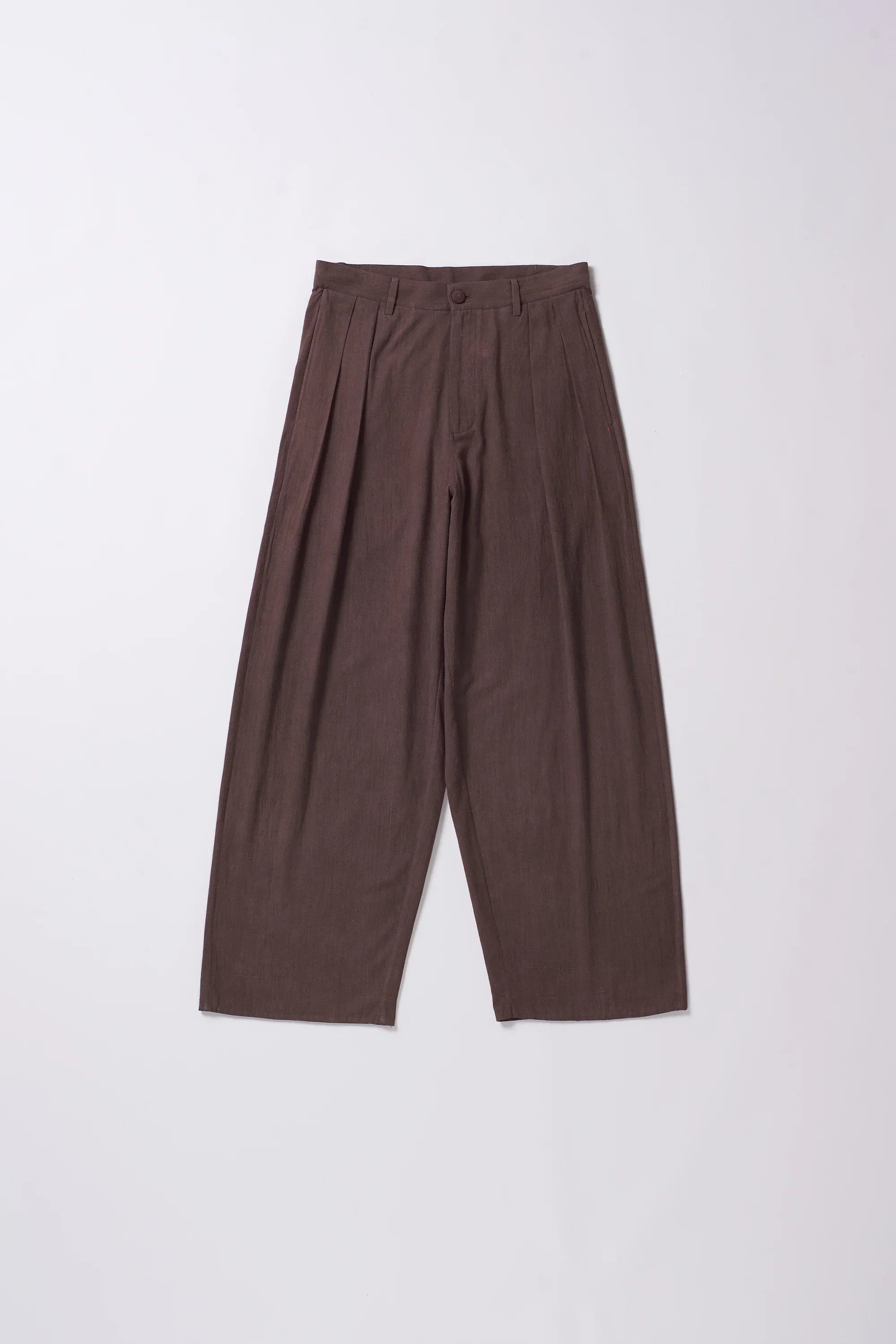 Cotton Pleated Trousers Burnt Umber