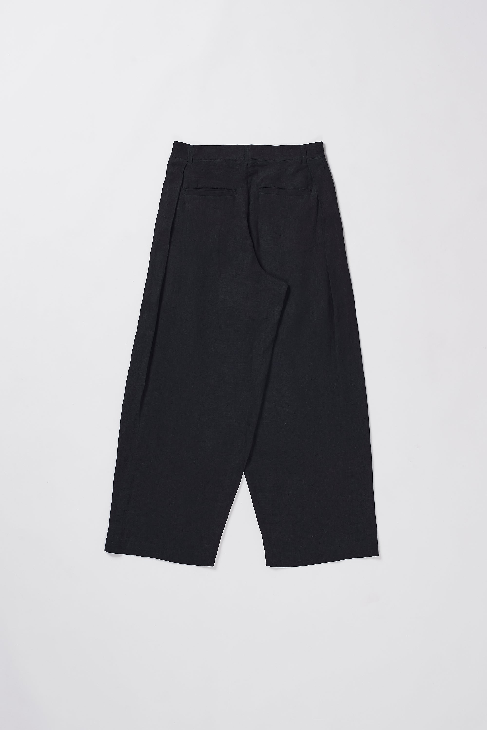 Black Linen Pleated Pants