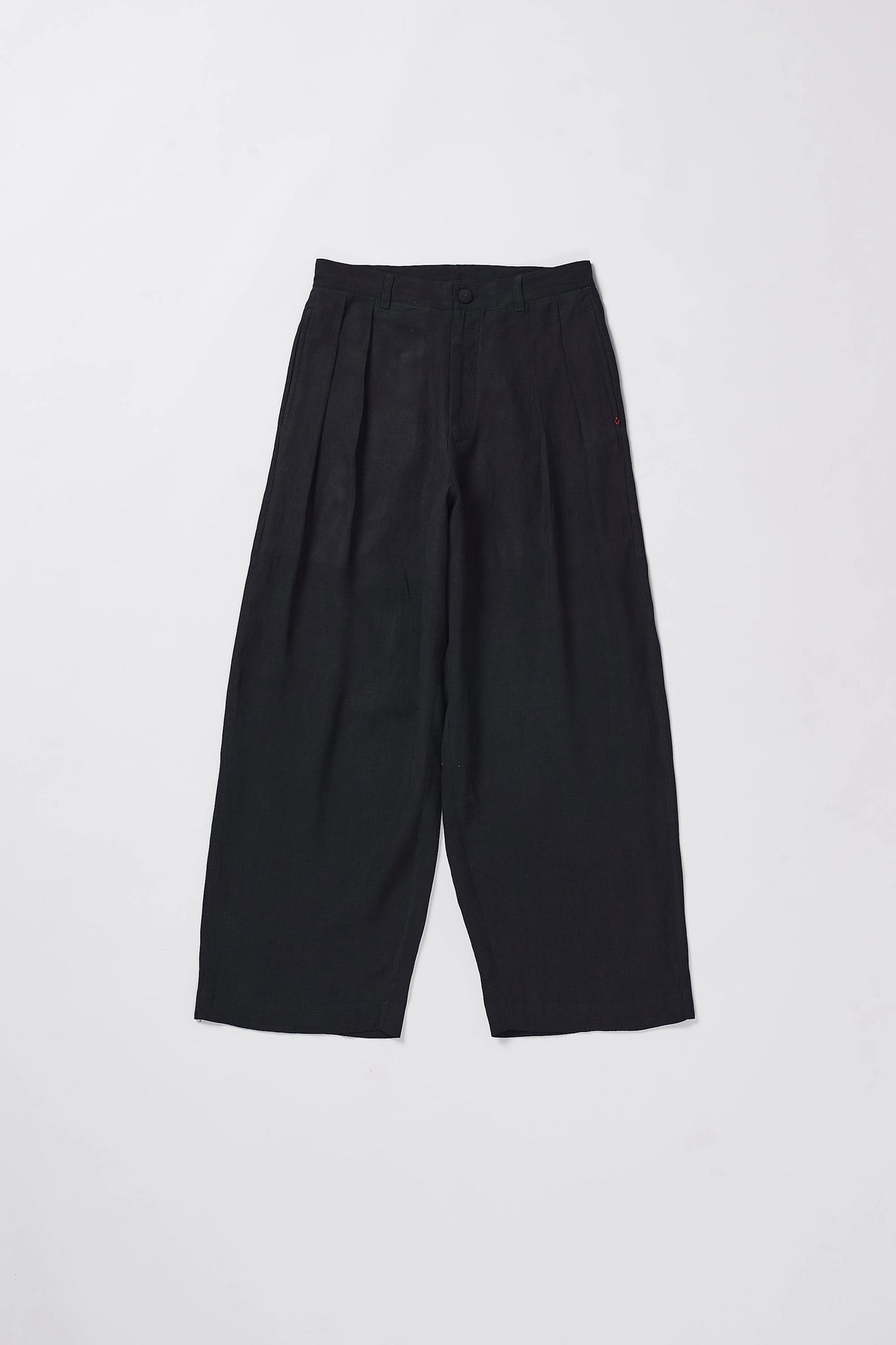 Linen Pleated Pants in Black